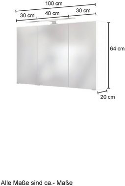 HELD MÖBEL Spiegelschrank Livorno Inklusive LED-Beleuchtung