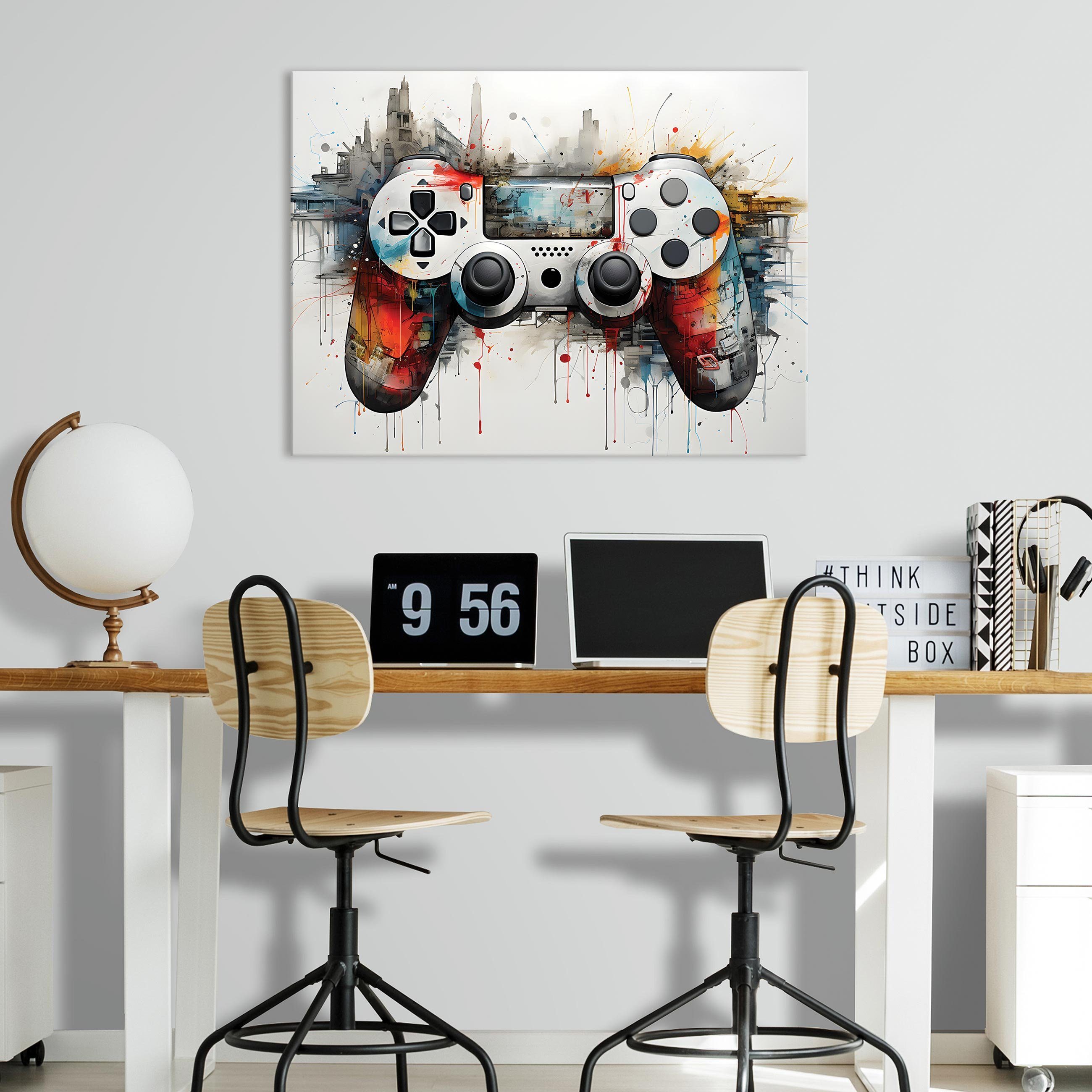 Wallarena Leinwandbild Kinderzimmer Jungen Game Pad Jugend Wandbild XXL Leinwandbilder Modern, Kinder (Einteilig, 1 St), Leinwandbild Leinwand Bilder Bild Groß Aufhängefertig