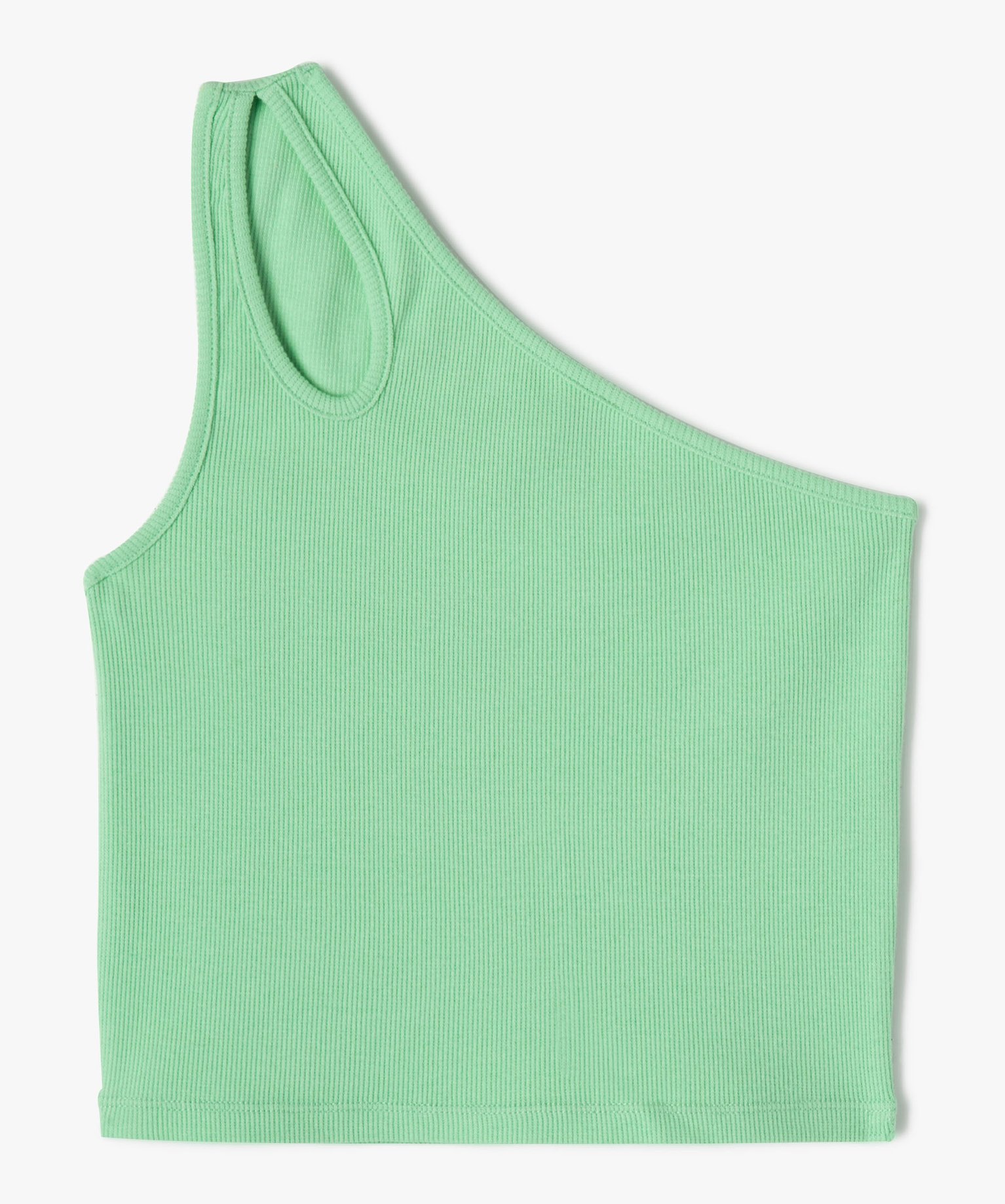 Débardeur fille coupe courte et asymétrique vert | GEMO