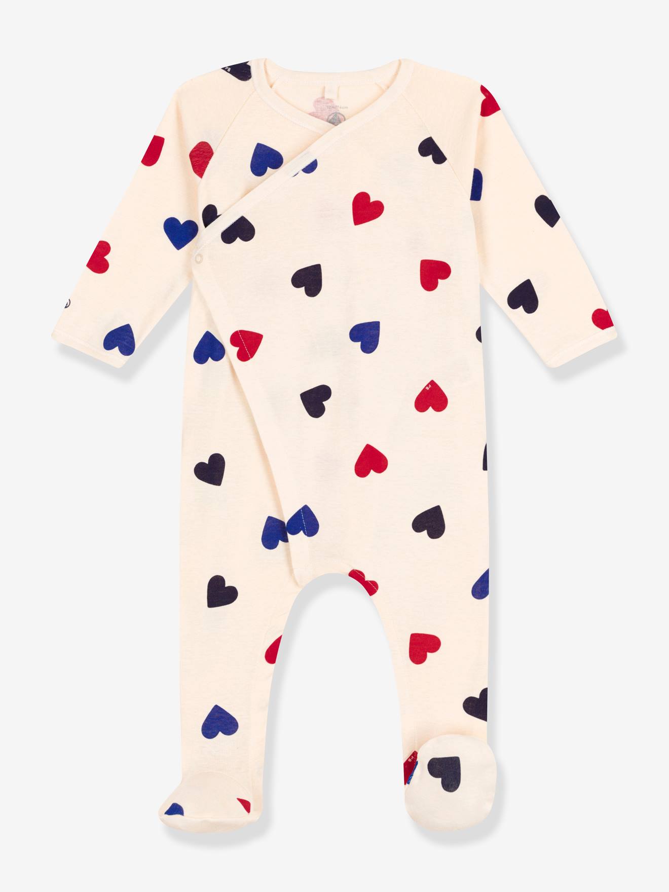 Pyjama cœur bébé en coton PETIT BATEAU beige imprimé
