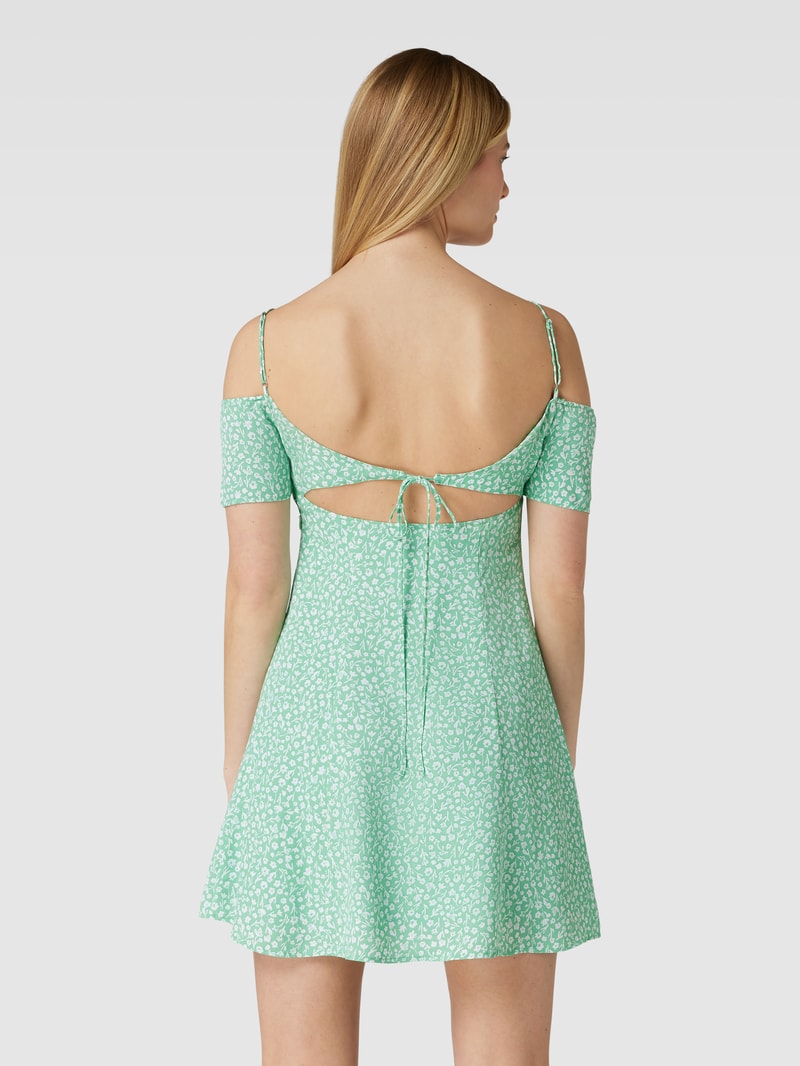 Off-Shoulder-Kleid mit Label-Stitching in mint