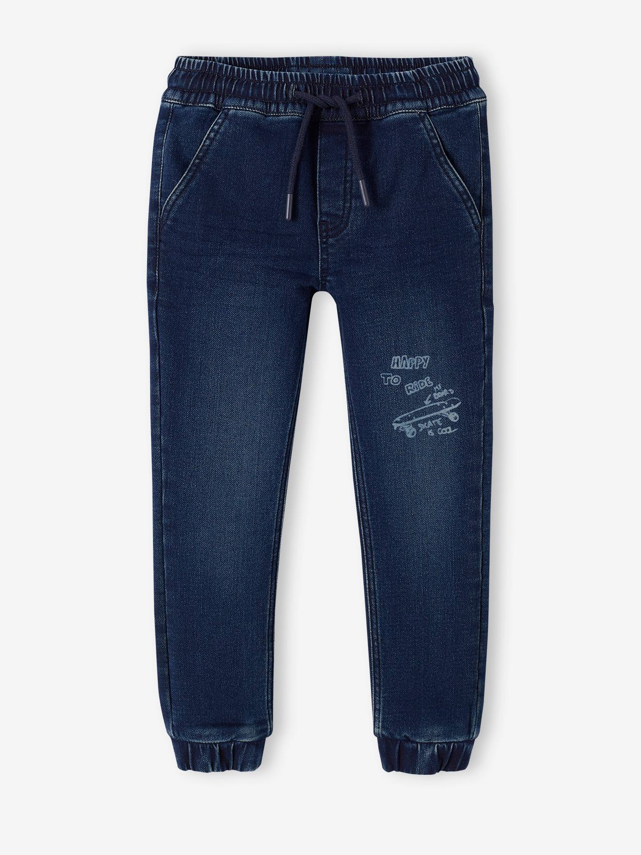 Pantalon jogger en molleton effet denim facile à enfiler garçon stone