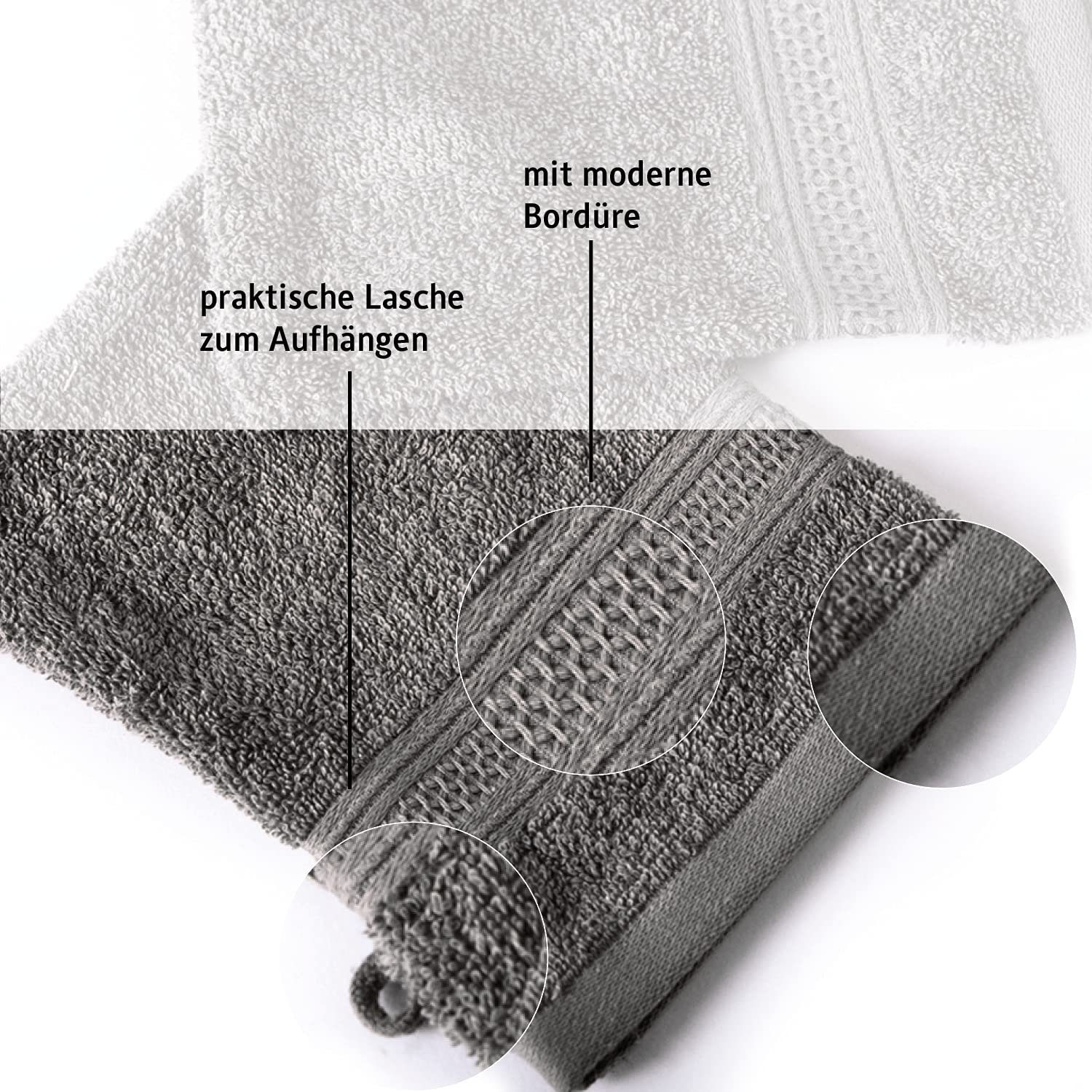 Komfortec Seiftuch Waschhandschuhe Set aus 100% Baumwolle (Packung, 2-tlg., 16x21 cm), Weich, Leich, Frottee, Schnelltrocknend