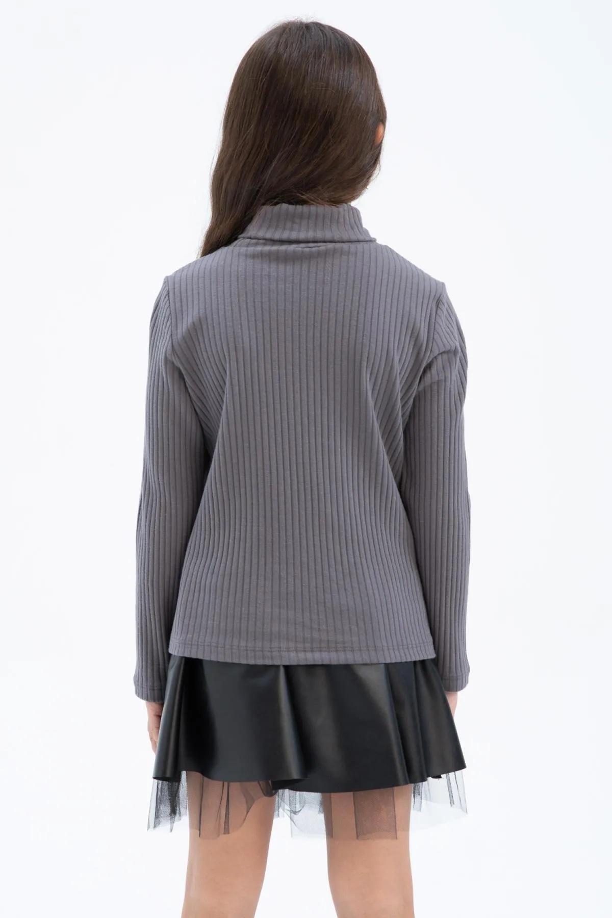 DeFacto  Geripptes Camisole-Langarm-T-Shirt mit Rollkragen für Mädchen