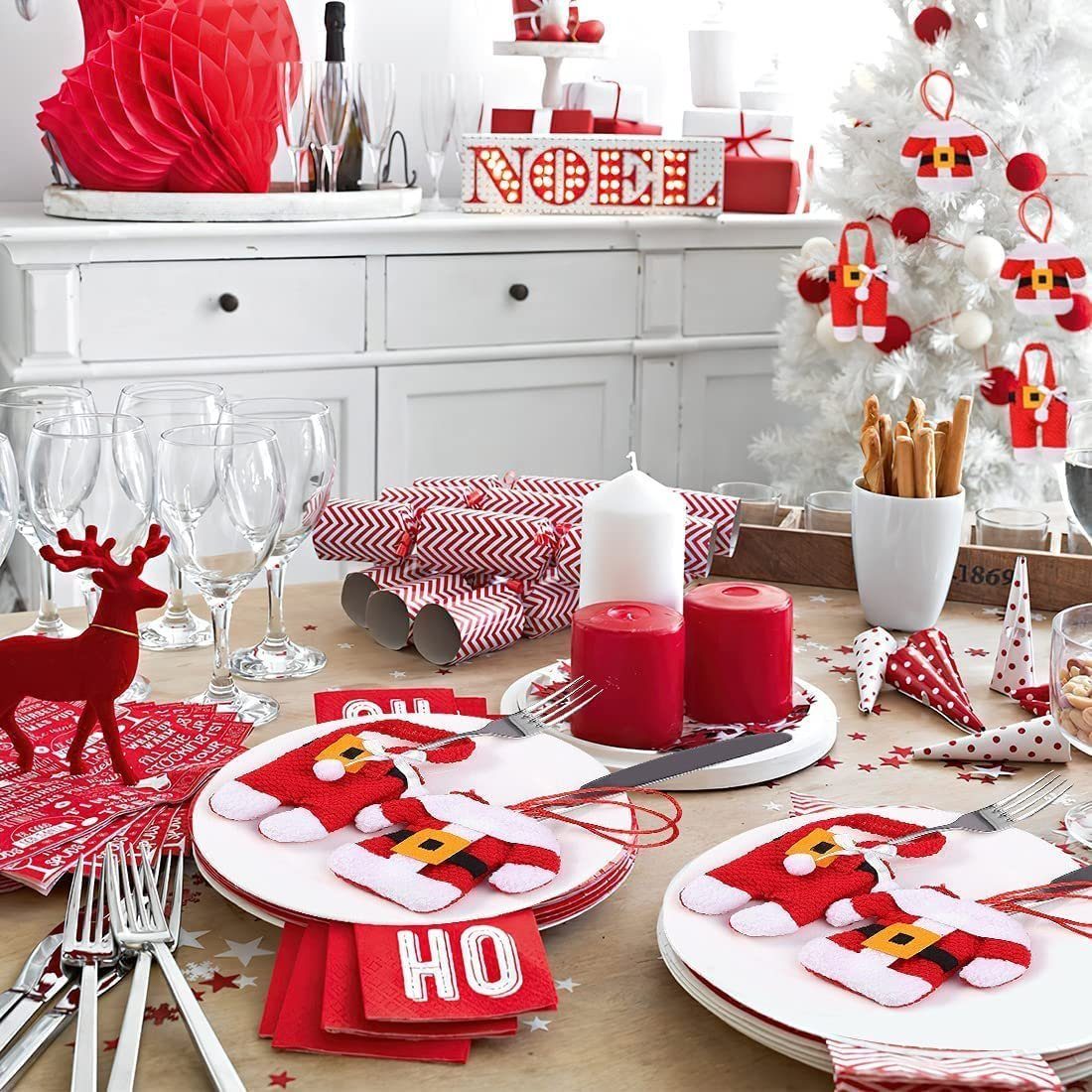 Alster Herz Weihnachtsmann Deko Weihnachten, Besteckhalter für Esstisch, H0225 (6 St), Tischdeko Weihnachten Ideen