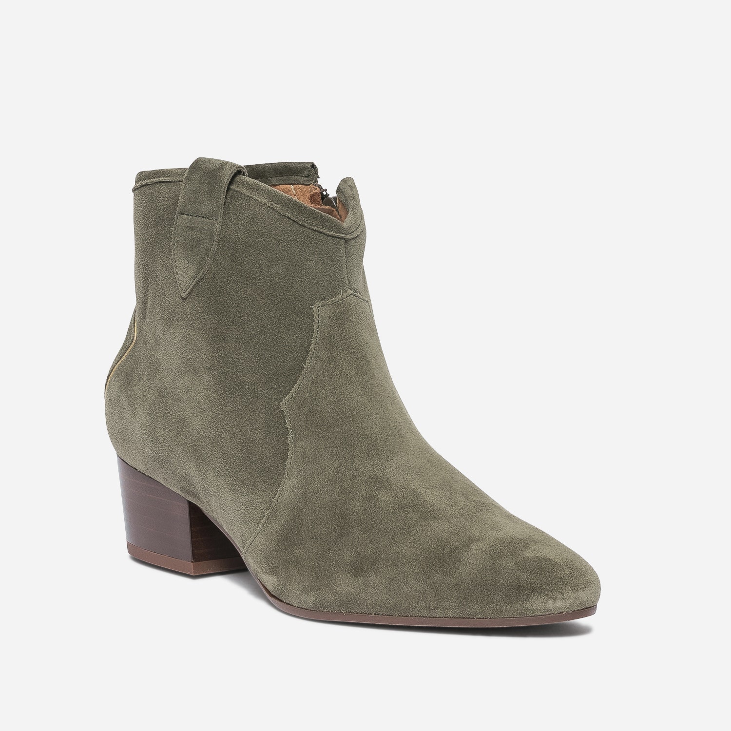 Boots ERAM FLEX kaki en cuir velours