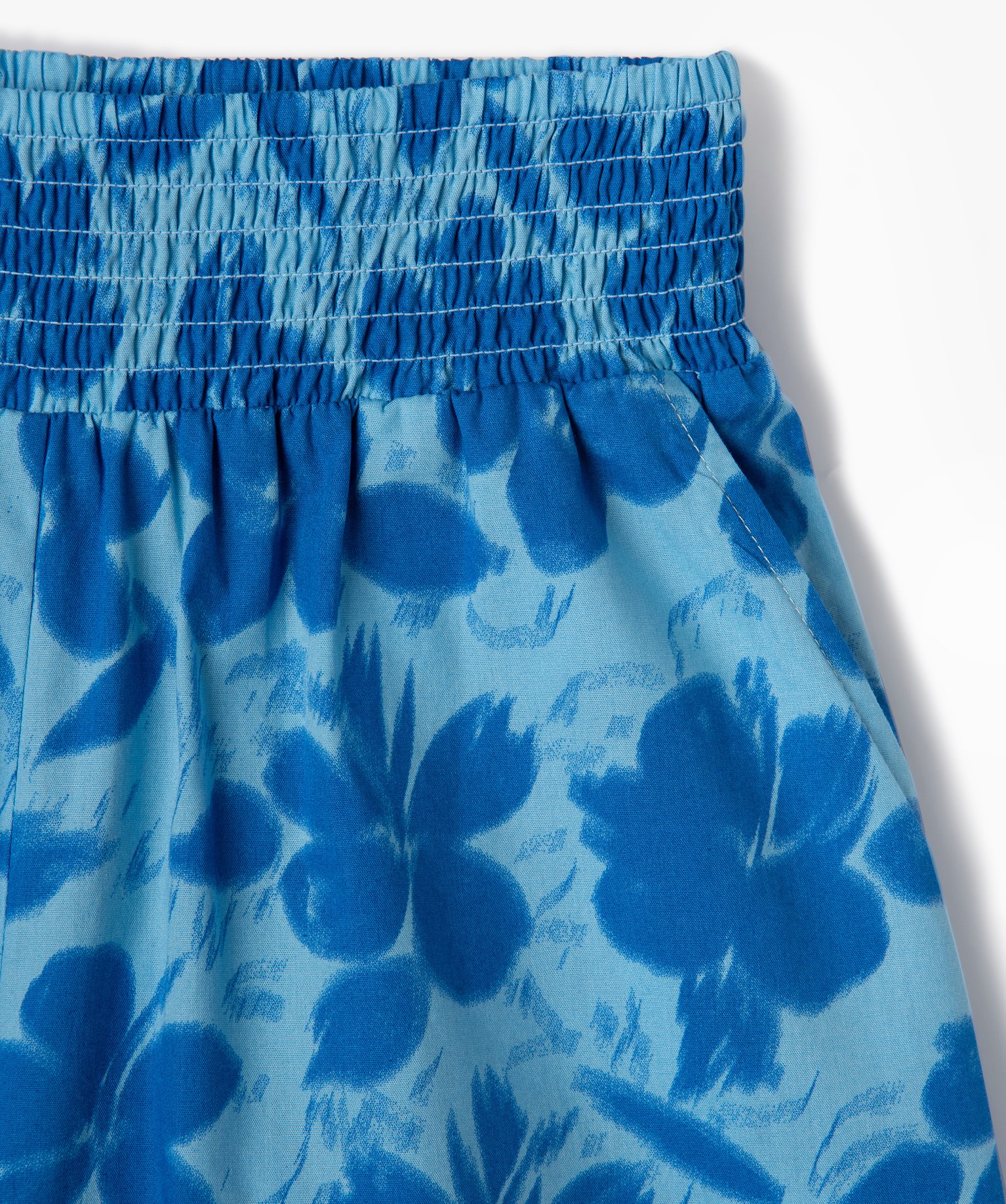 Short fille avec ceinture smockée bleu | GEMO