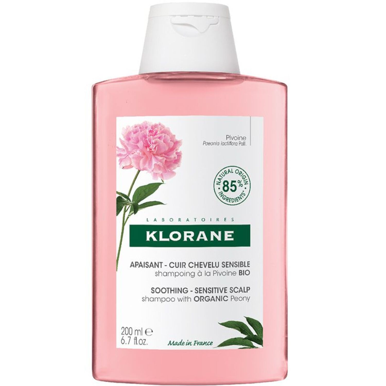 Klorane Shampoing Apaisant à la Pivoine - Cuir Chevelu Sensible 200 ml