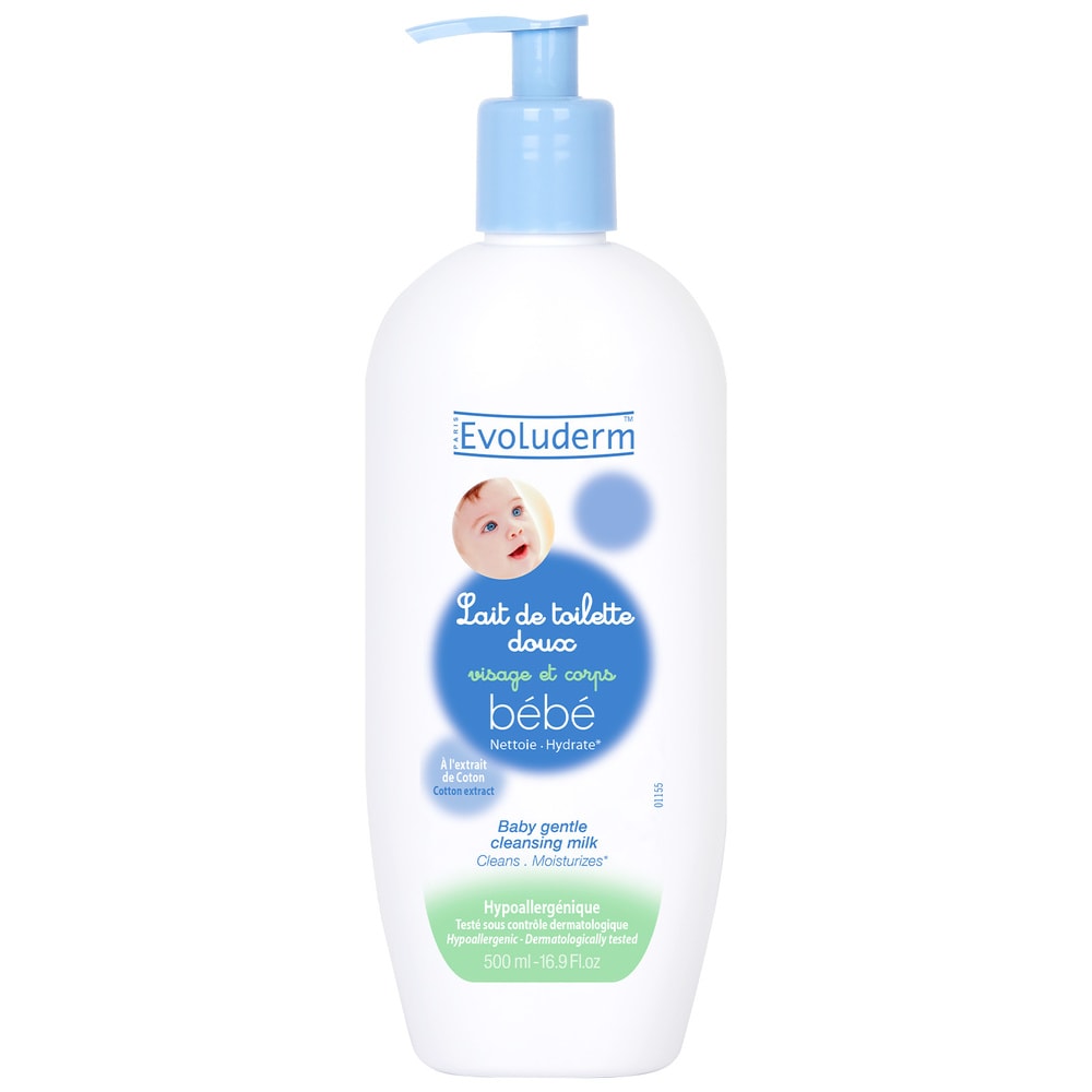 evoluderm Bébé Lait de Toilette Doux Visage & Corps - 500 ml