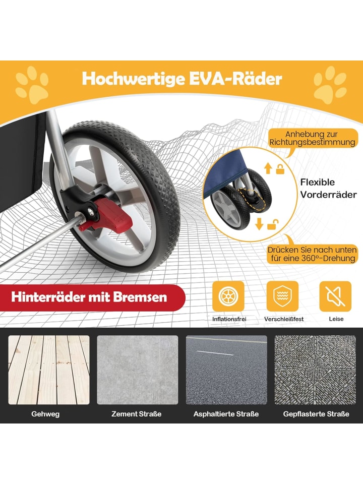 COSTWAY Hundewagen in Blau günstig kaufen 81 cm