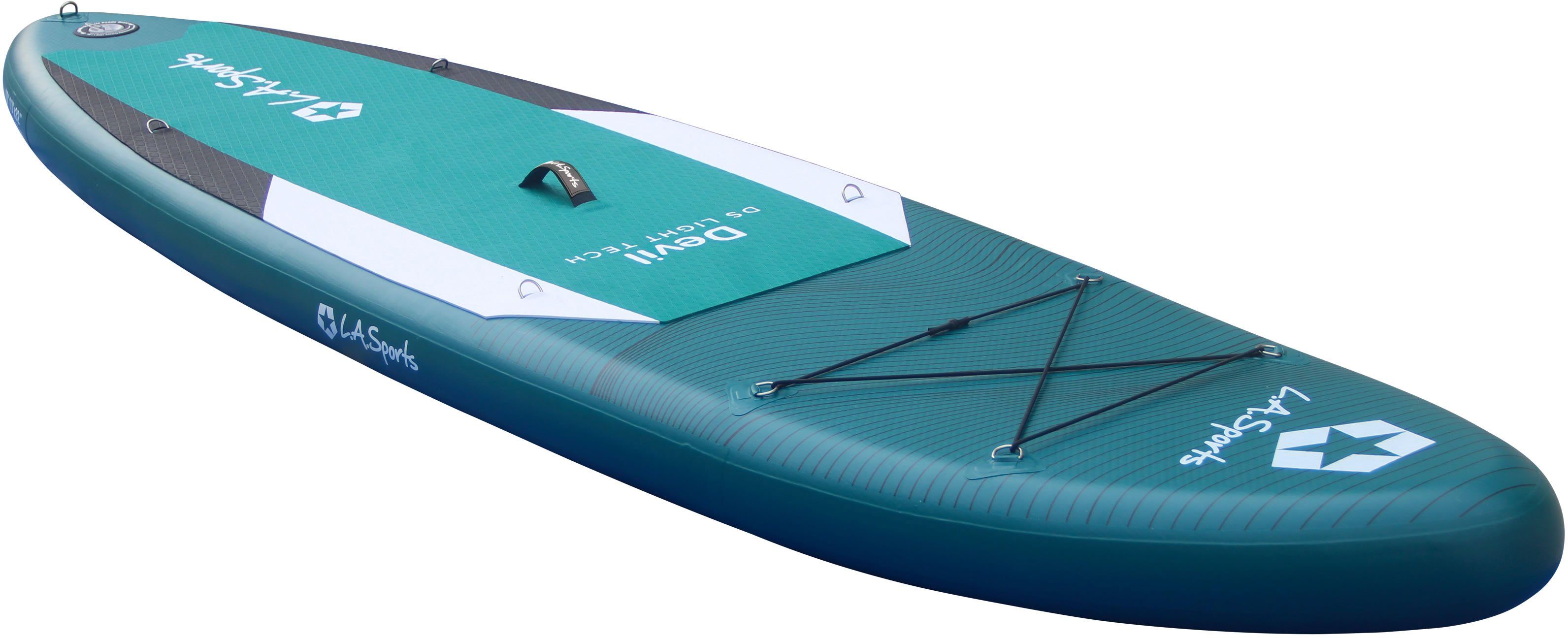 L.A. Sports Inflatable SUP-Board Devil, (Set, 6 tlg., mit Paddel, Pumpe und Transportrucksack)