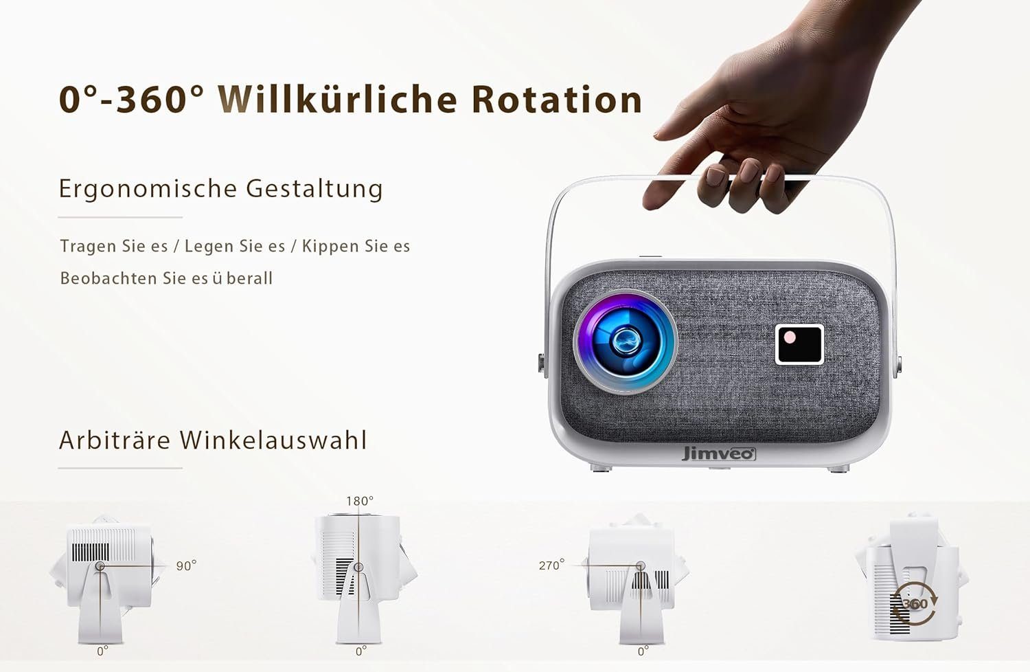 Jimveo Beamer (12000 lm, 1920 x 1080 px, 1080P Full HD 12000L WiFi6 Bluetooth Projektor Unterstützt 4K Heimkino)