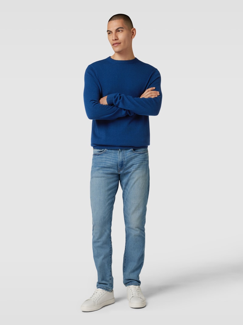 Strickpullover aus Kaschmir mit Rundhalsausschnitt in marineblau meliert