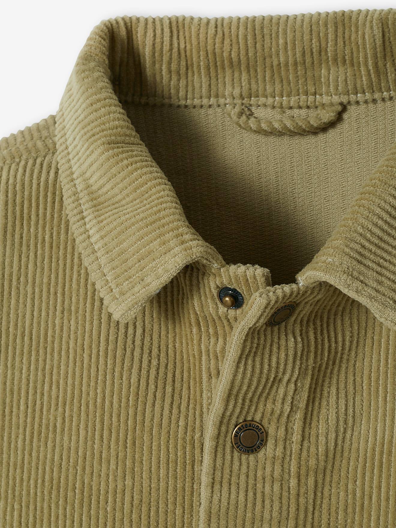 Chemise en velours côtelé bébé vert de gris