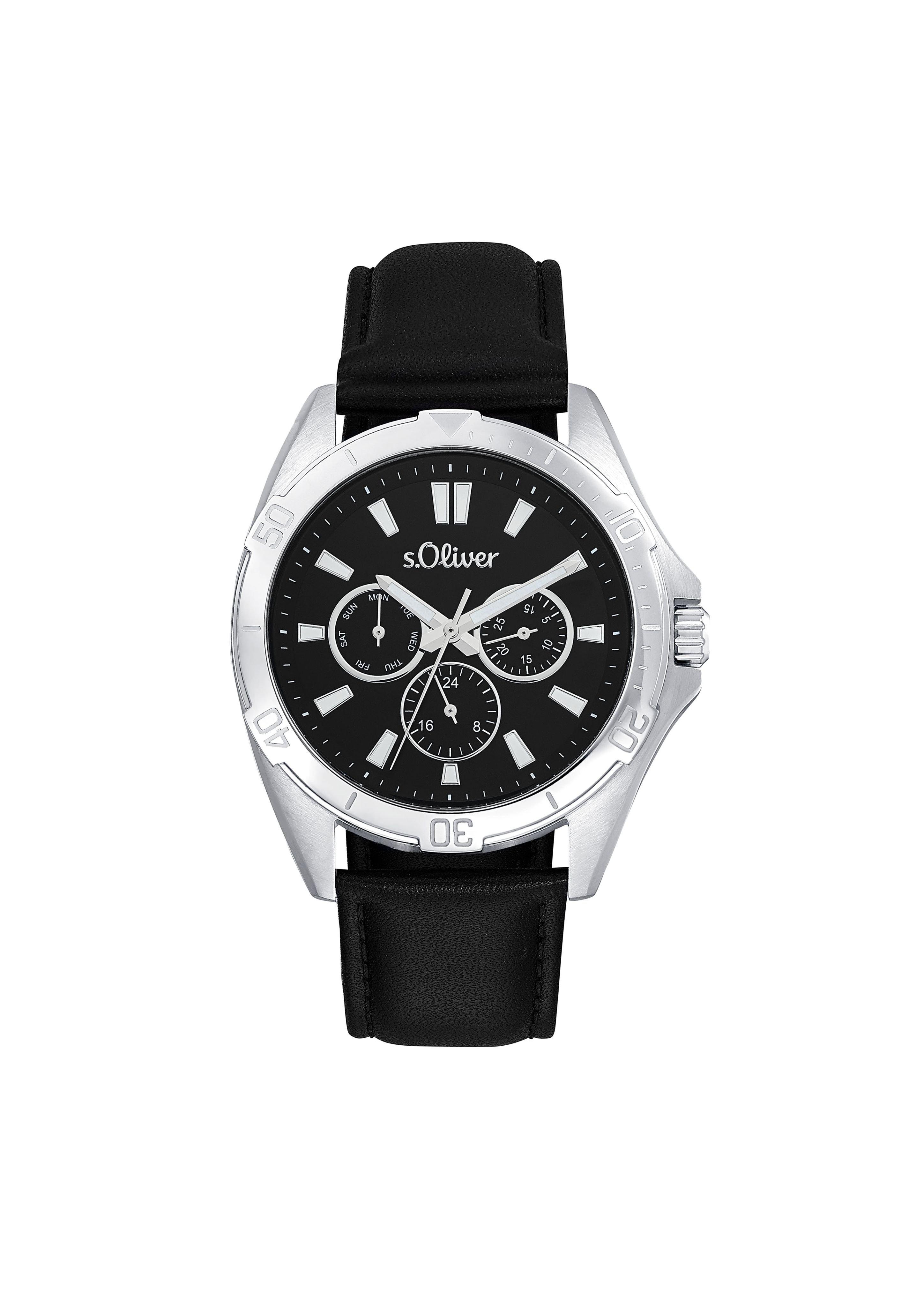 Edelstahluhr mit Lederarmband  6007258-92B0