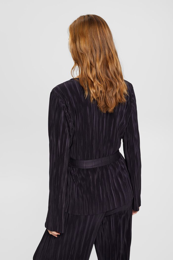 Plissiertes Longsleeve mit Bindegürtel