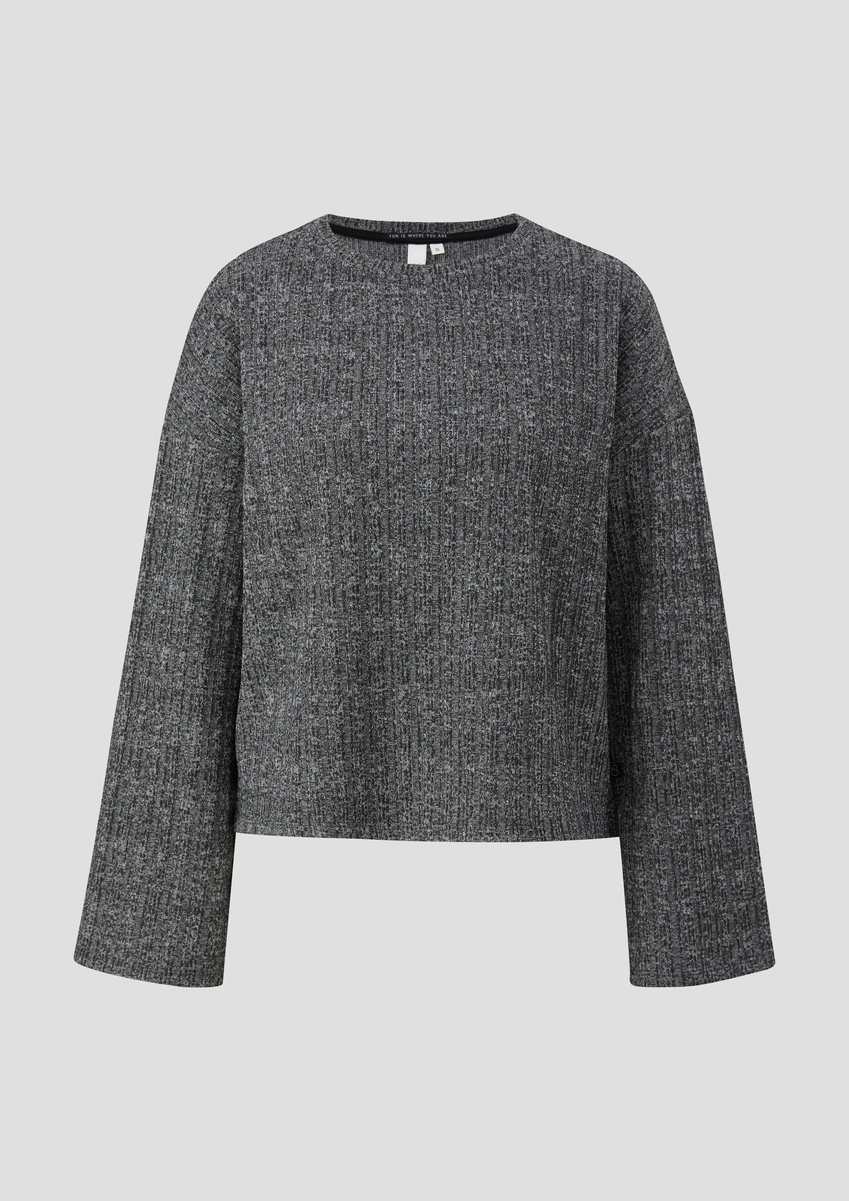 Meliertes Longsleeve mit Rippstruktur  2138342-9898