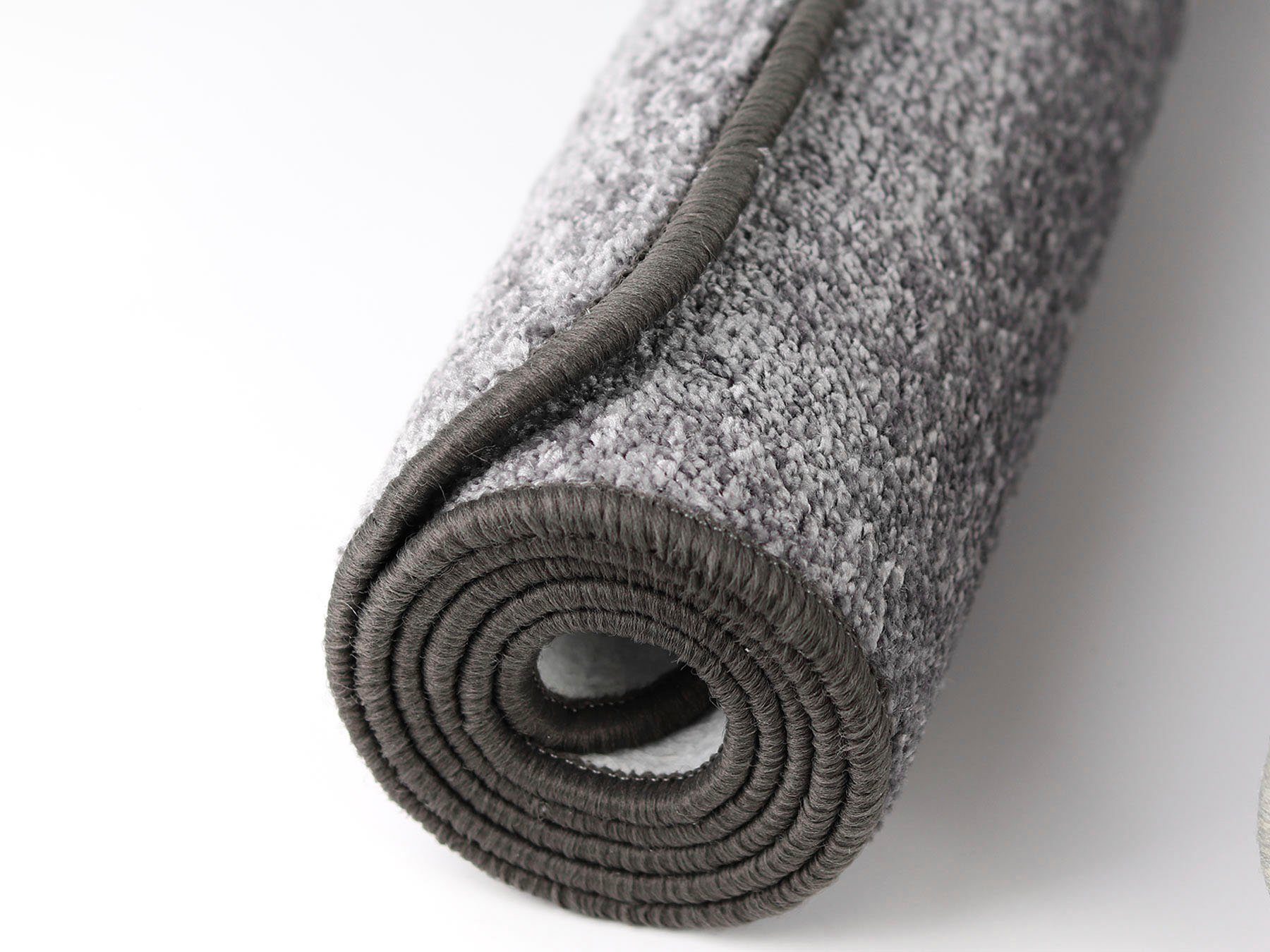 Bettumrandung MANILA Primaflor-Ideen in Textil, Höhe 10 mm, (3-tlg), Bettvorleger, Kurzflor, Uni Farben, Läufer-Set für das Schlafzimmer