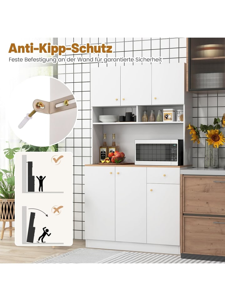 COSTWAY Küchenschrank Holz 100x40x181cm in Weiß günstig kaufen onesize