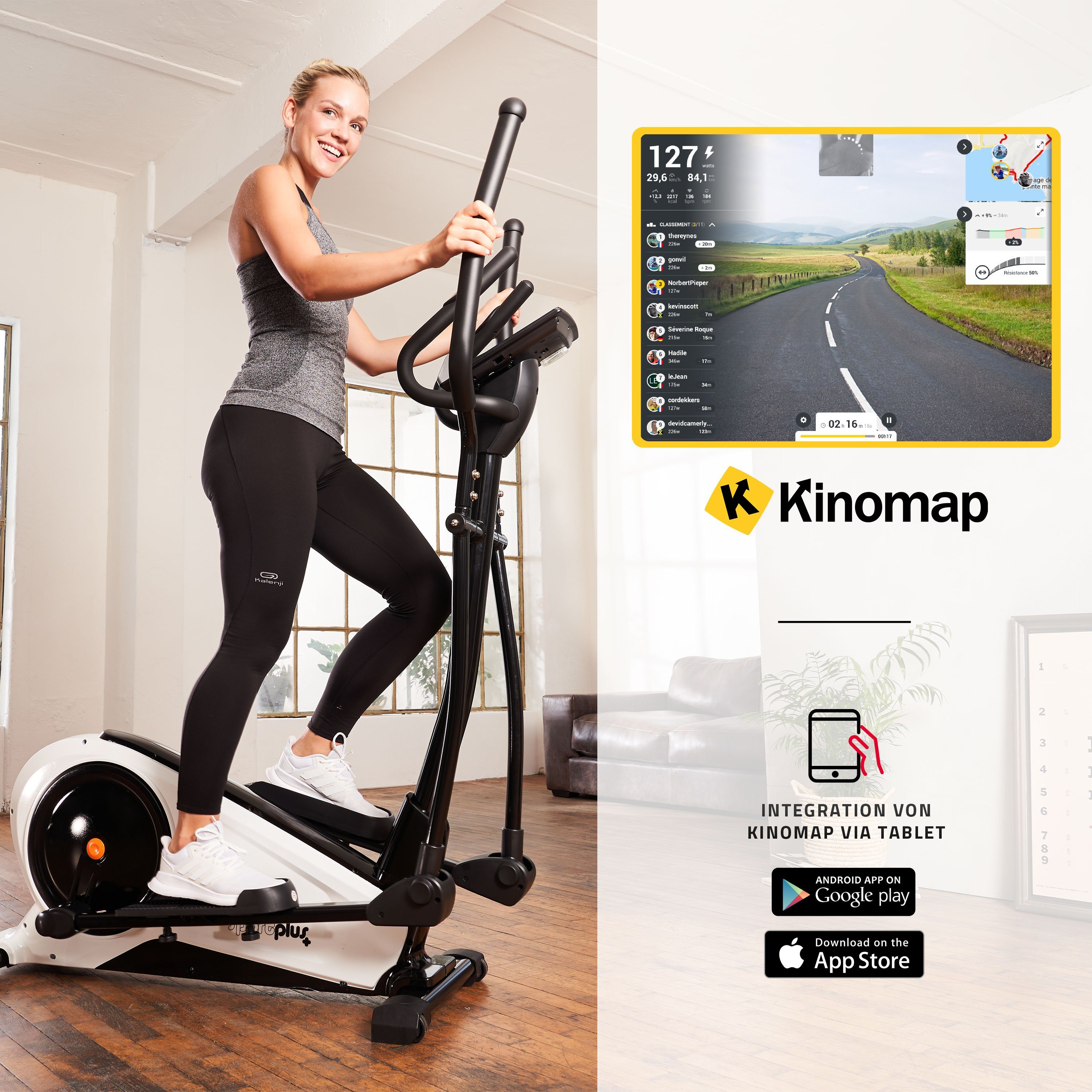 SportPlus Crosstrainer SP-ET-9800-iE, Crosstrainer, Heimtrainer, App, Handpulssensoren, 18 kg Schwungmasse