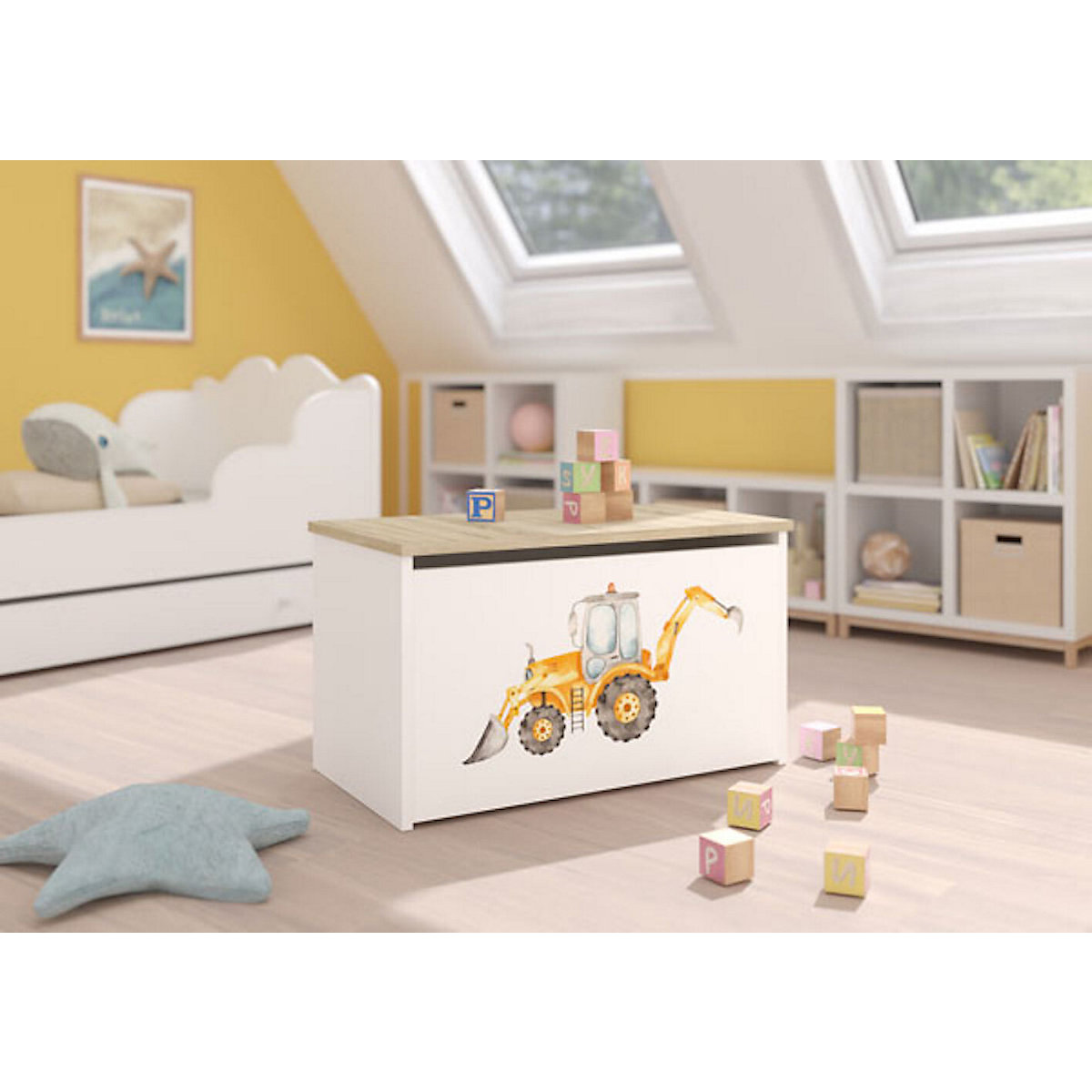 Spielzeugtruhe Sitztruhe Daria 73cm Motiv wählbar mit 1 Klappe