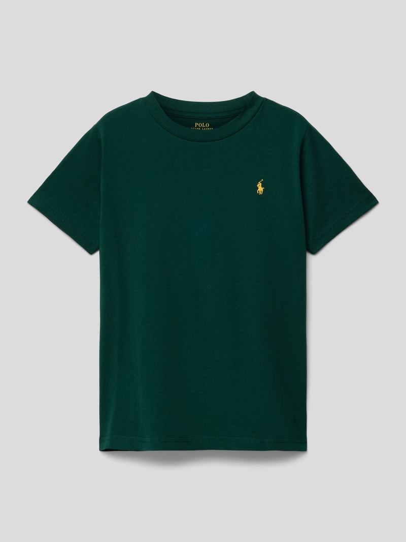 T-Shirt mit Label-Stitching in olivgrün