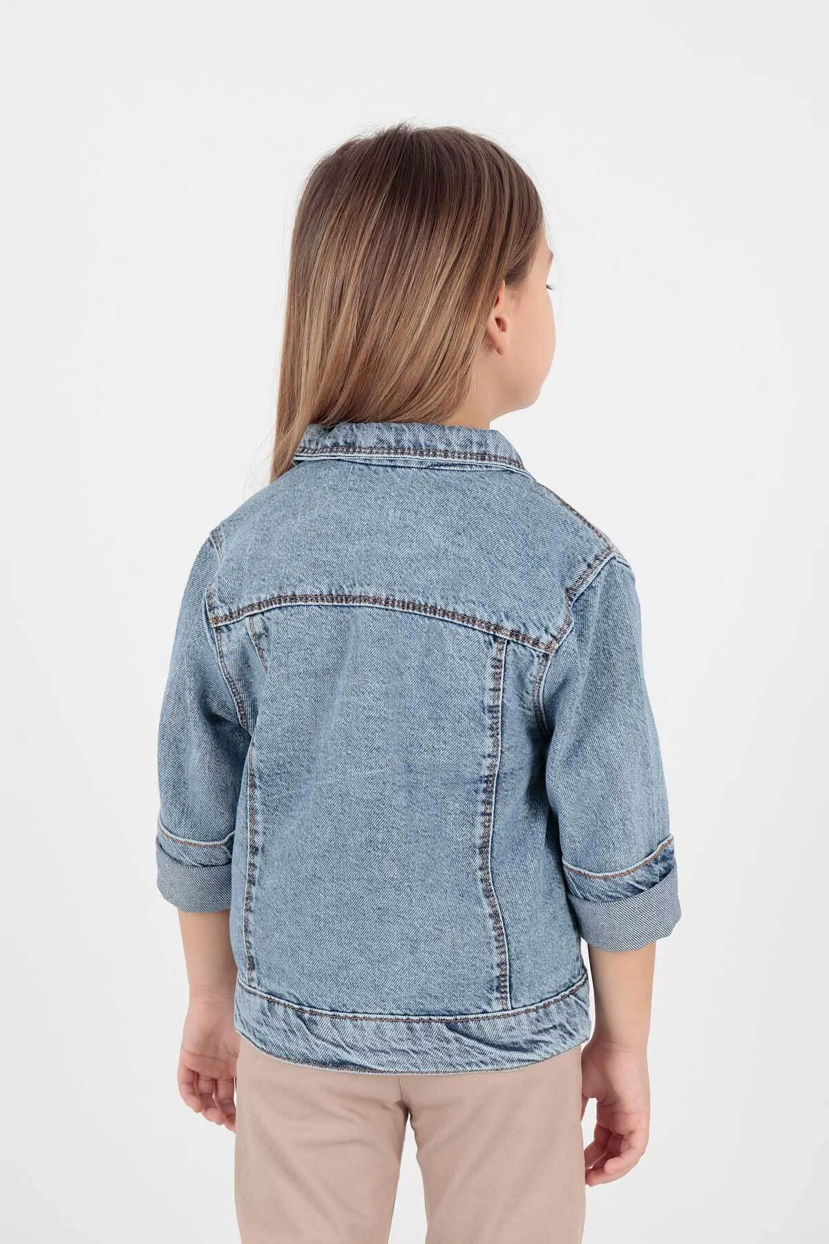 AHENGİM  Mädchen-Jeansjacke aus Baumwolle mit Teddybär-Motiv, lässig, modisch, Ak22176023