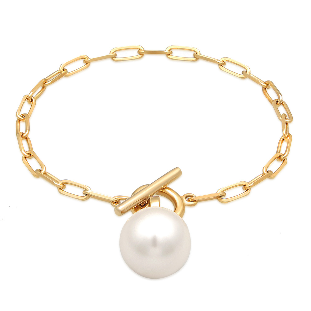 Elli Elli Bracelet Femmes maillons Basique  fermoir garrot avec perle synth. en argent Bracelet