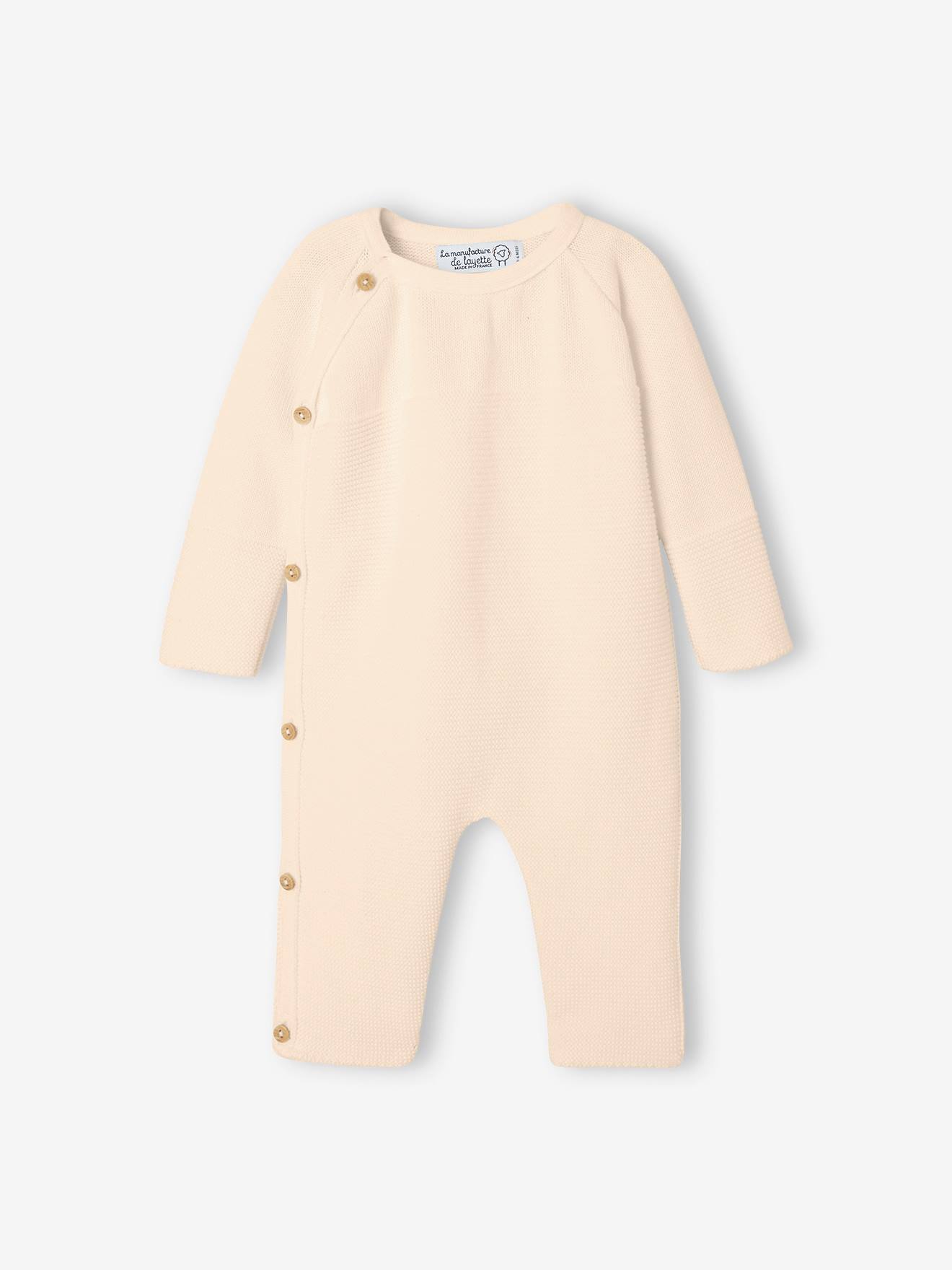 Combinaison bébé en tricot beige clair