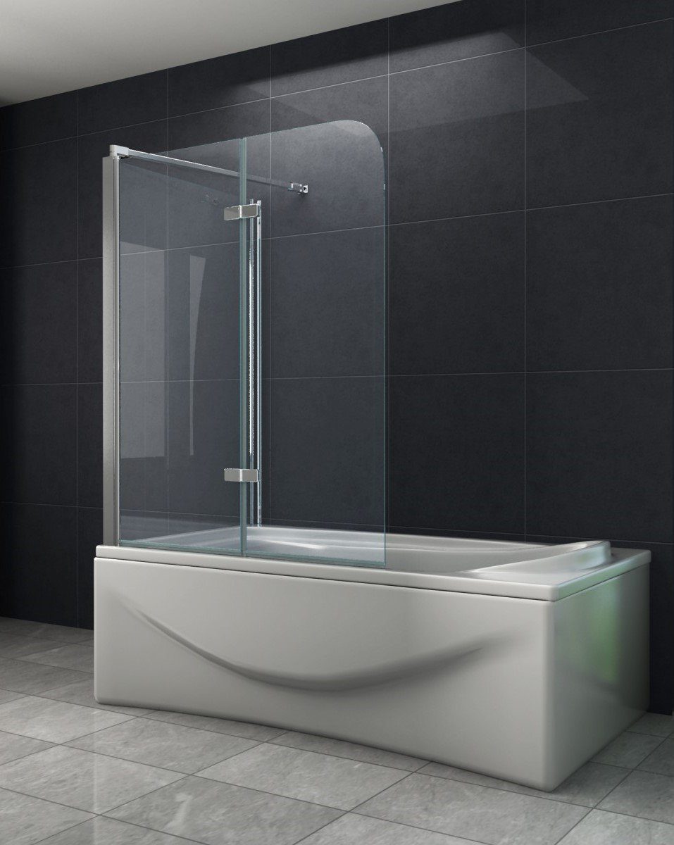 Home Systeme Badewannenaufsatz Eckduschwand Duschtrennwand Duschkabine Dusche Falttür Klarglas Glas