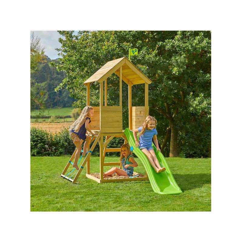 Maisonnette en hauteur + toboggan et filet d'escalade TP Toys