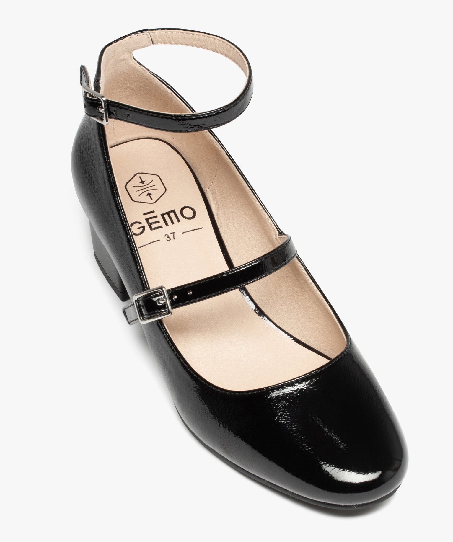 Escarpins vernis femme avec fines brides noir | GEMO