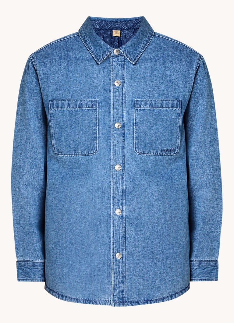 Cămașă Levi's Bryant din denim cu buzunare la piept și imprimeu inversat