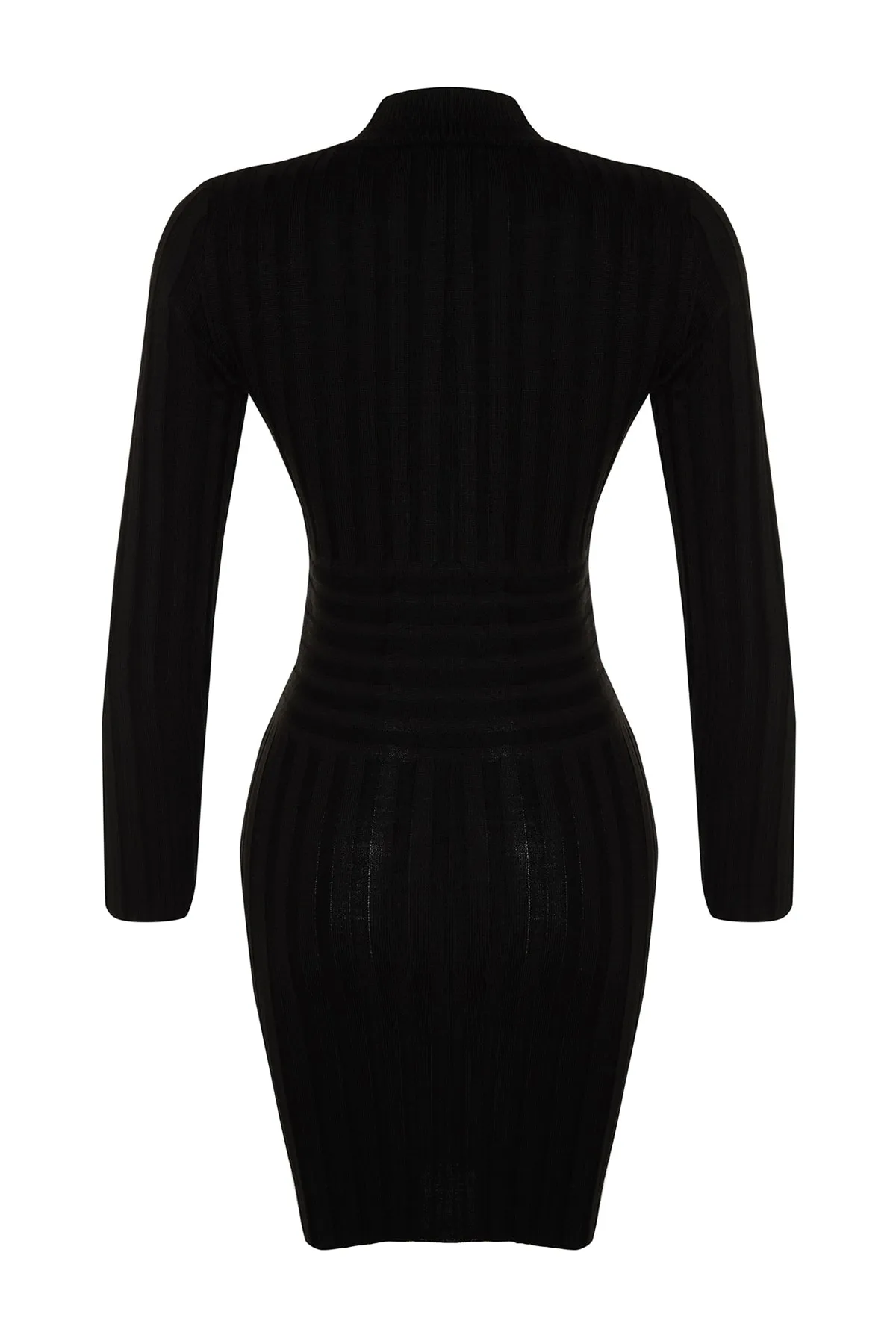 Trendyol Collection  Schwarzes Mini-Strickkleid mit hohem Kragen TWOAW22EL0021