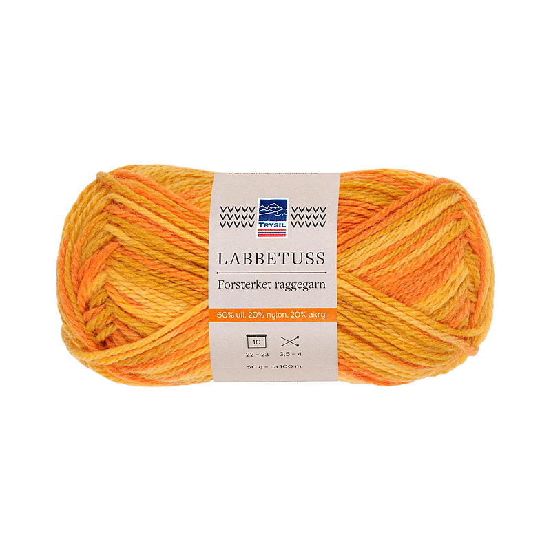 Trysil Labbetuss garn ullmiks 60% ull, solgul print