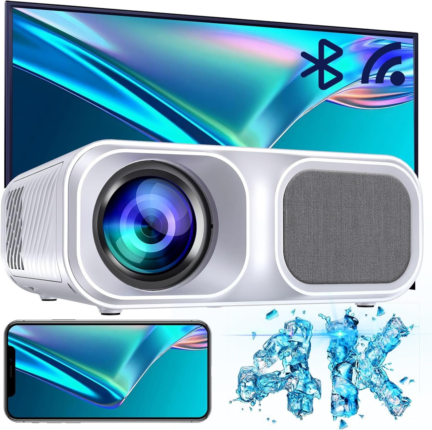Hojocojo Beamer (9800 lm, 12000:1, 1920 x 1080 px, Unterstützung 4K Video, LED Heimkino Video Beamer 350 '' Display)