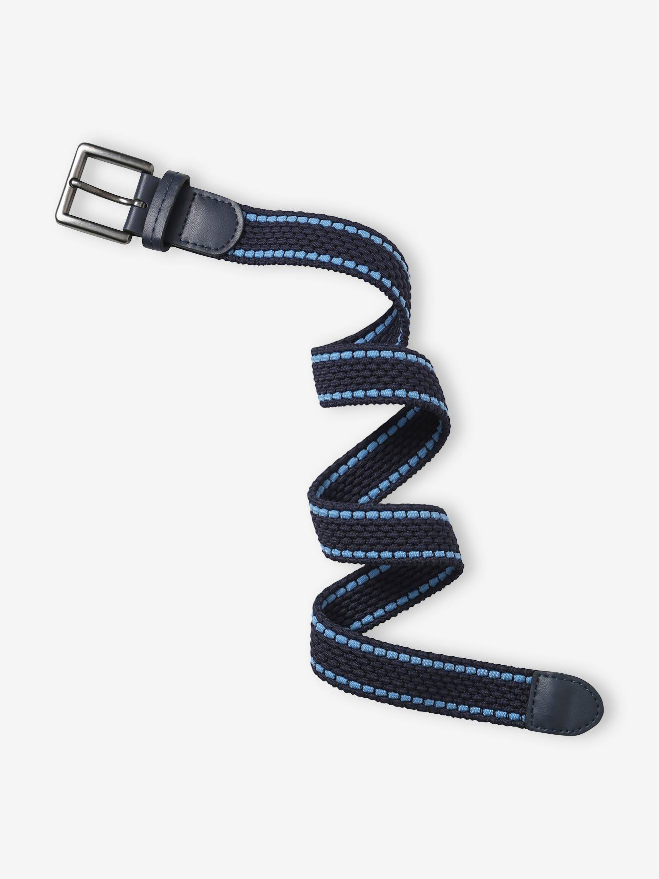 Ceinture bicolore tressée garçon marine