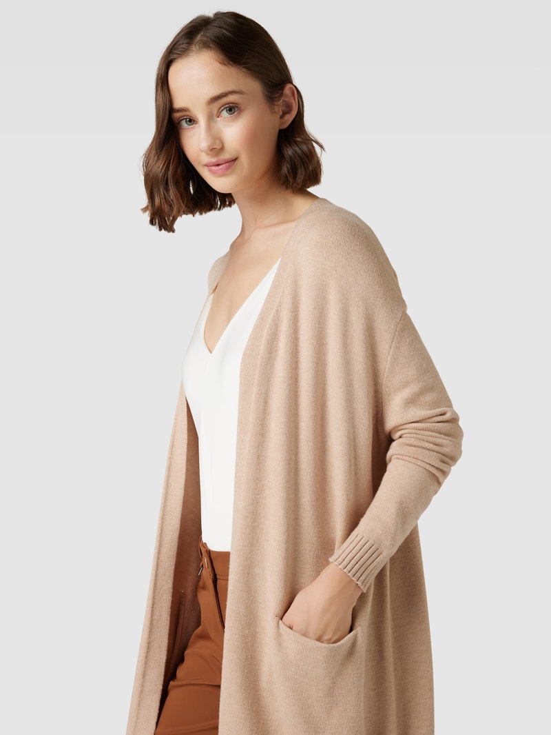 Cardigan mit gerippten Ärmelabschlüssen in beige meliert