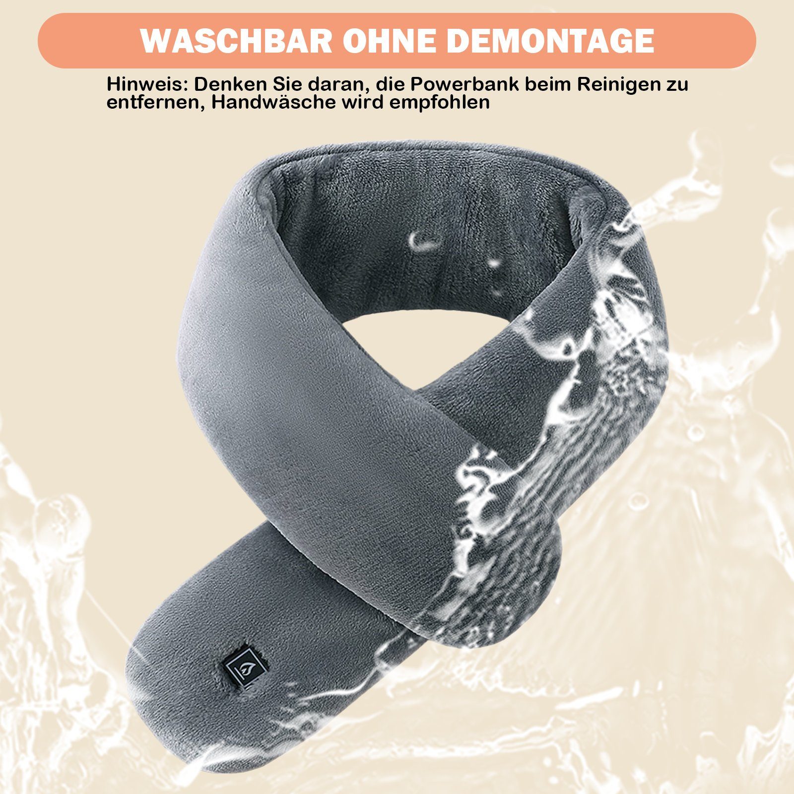 Sunicol Beheizter Schlauchschal Beheizter Schal, USB Aufladung Elektrischer Nackenwärmer, Massagegerät, Intelligente Heizung Nackenschutz Heizschal, Wärmekissen, 3 Temperatur