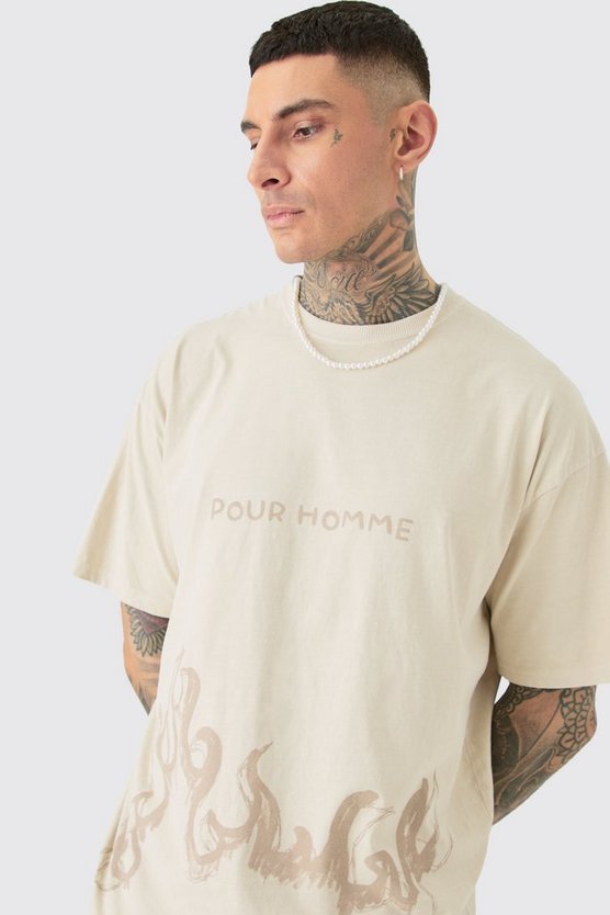 Tall Oversize Tall mit Pour Homme Print
