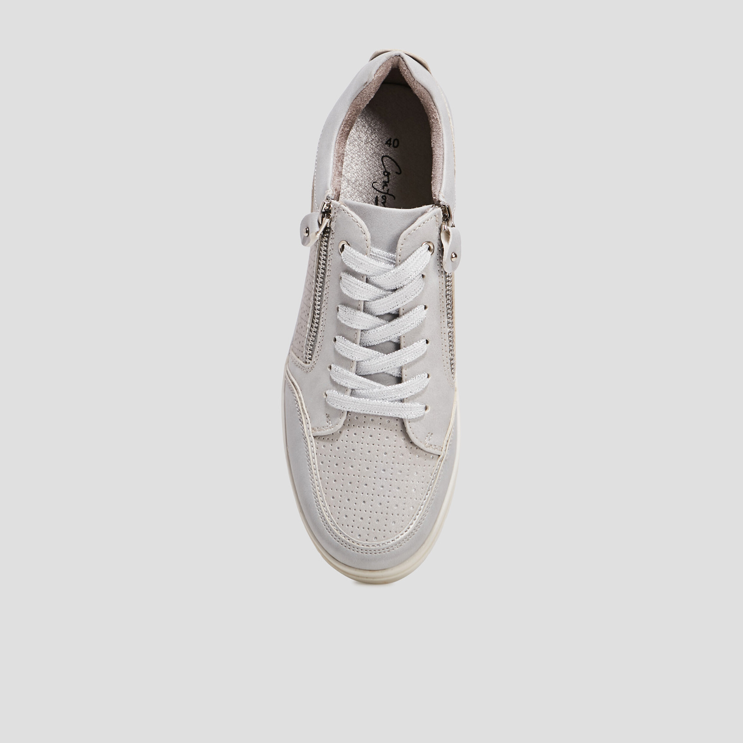 Tennis à lacets zippées gris femme | La Halle