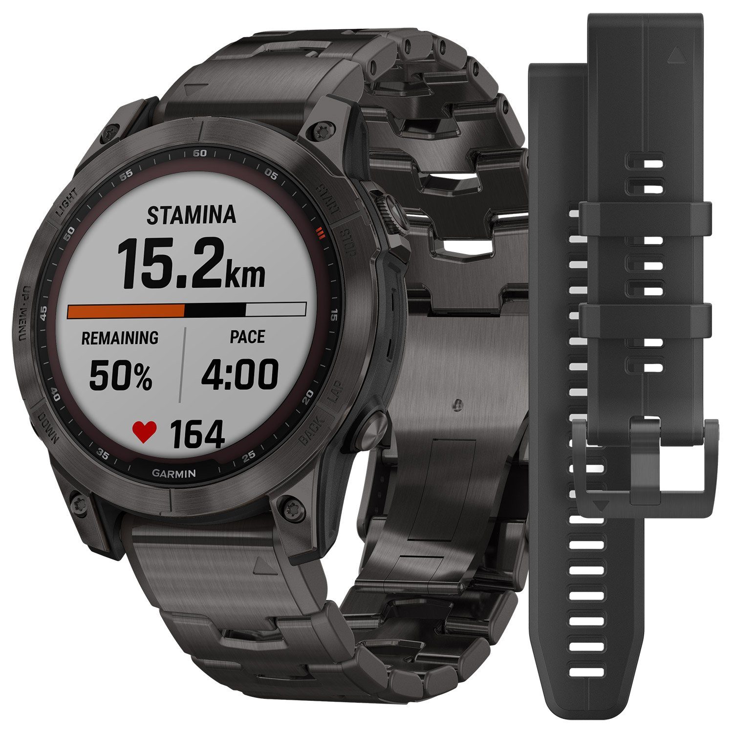 Garmin fenix 7 Saphir Solar Titan Schwarz/Grau Fitnessuhr (3.3 cm/1.3 Zoll, Proprietär), 1-tlg.