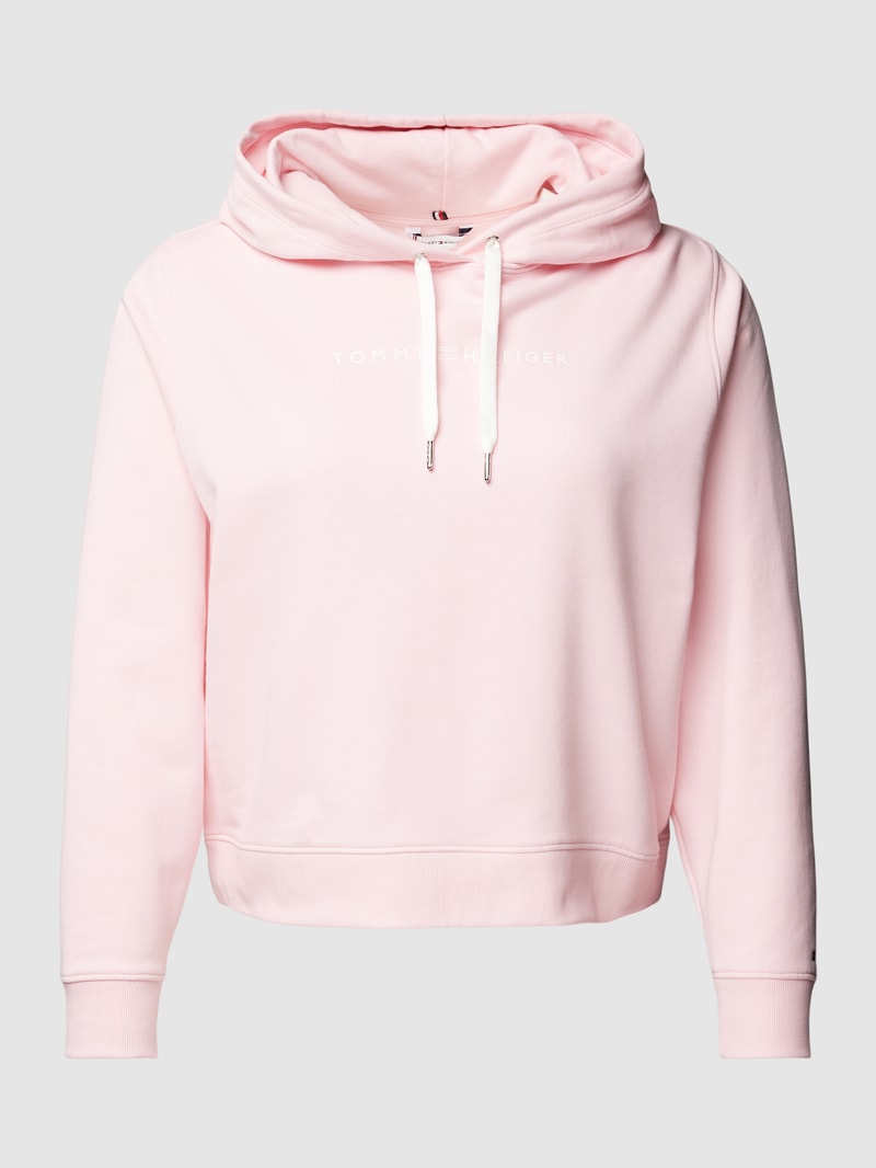 PLUS SIZE Hoodie mit Label-Stitching in hellrosa