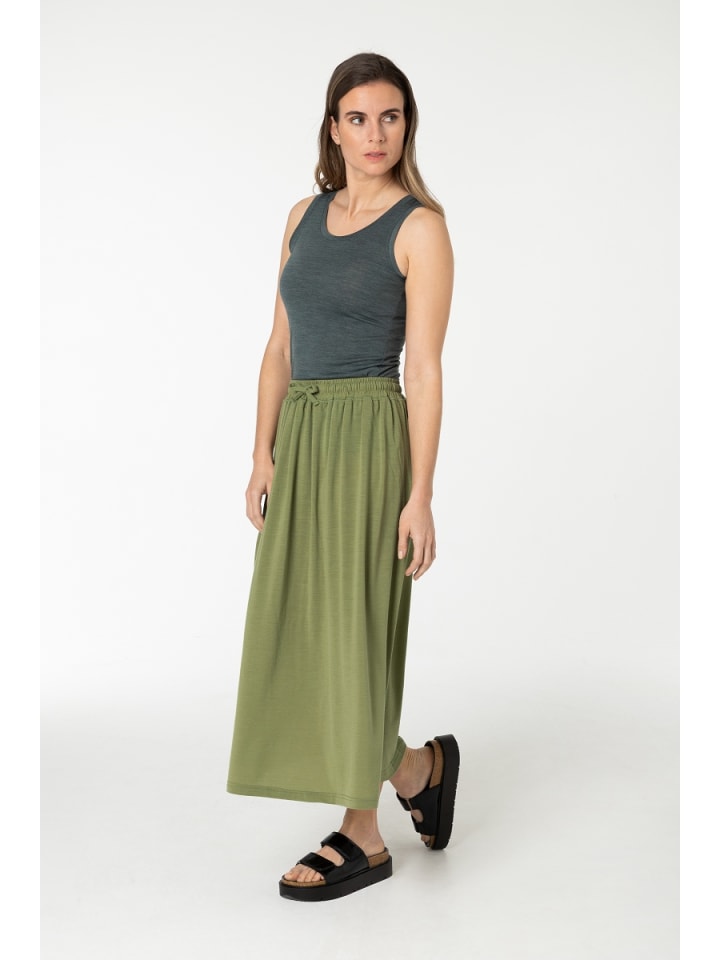 super.natural Merino Rock W LONG SKIRT in hellkhaki günstig kaufen