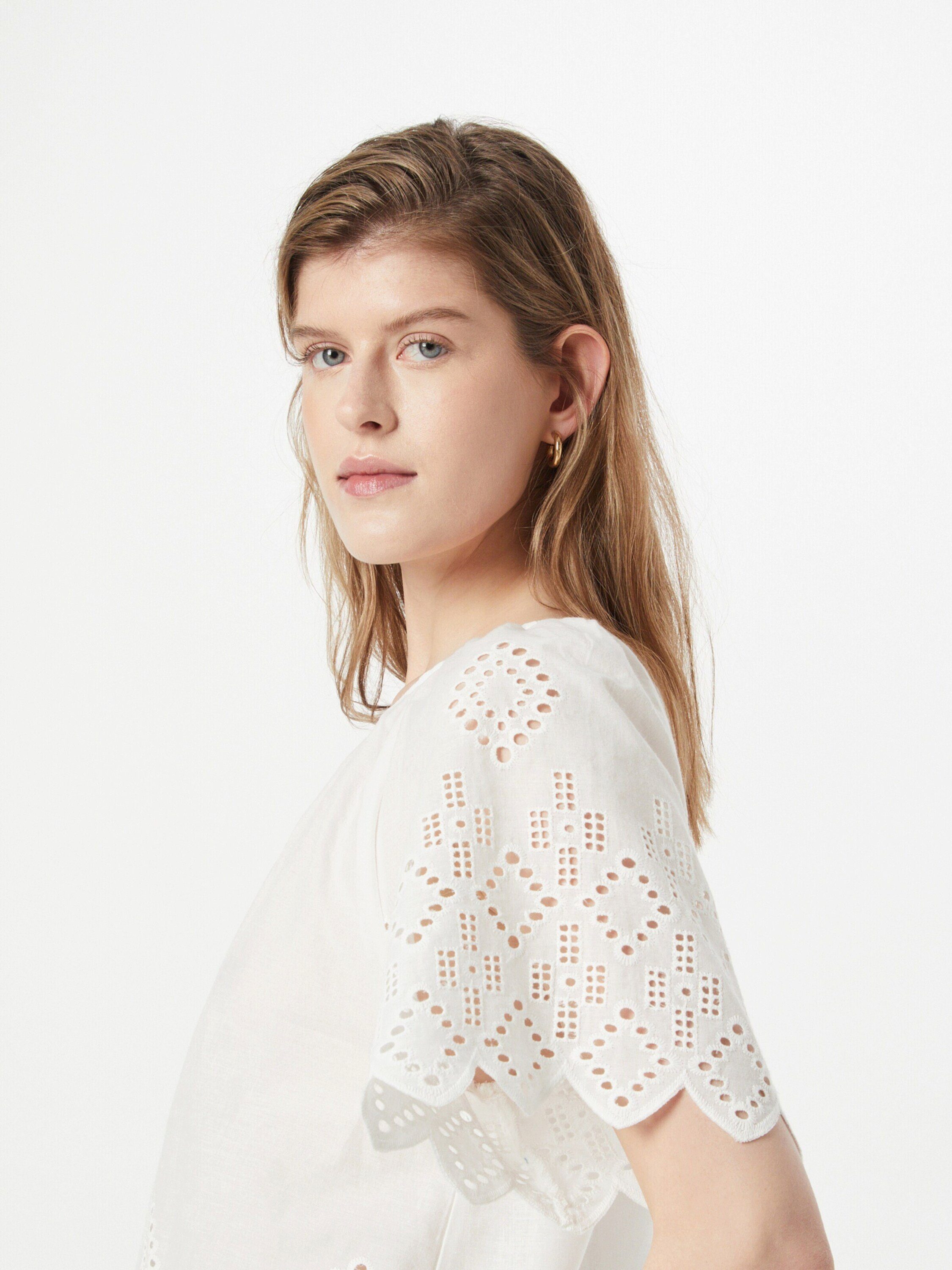 Sisters Point Funktionsbluse VITZA (1-tlg) Cut-Outs, Drapiert/gerafft, Lochmuster, Stickerei