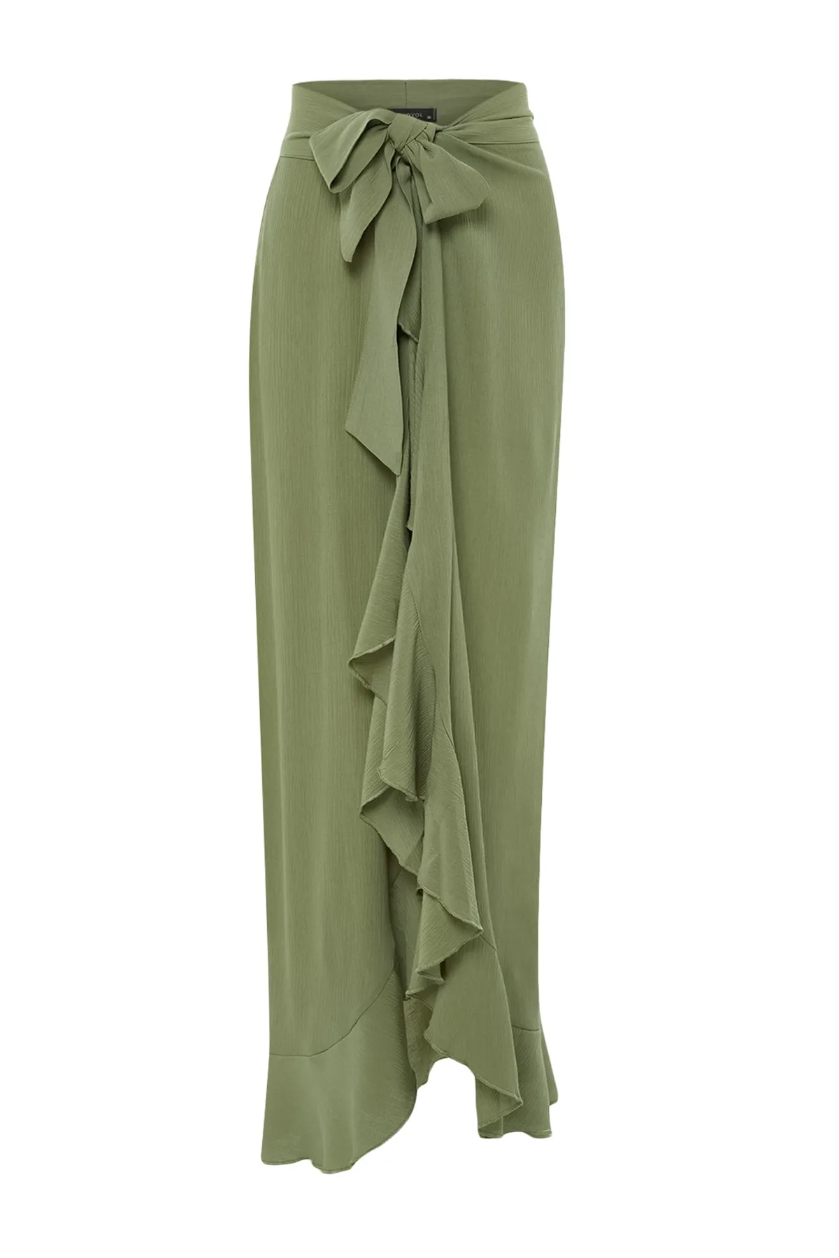 Trendyol Collection  Khakifarbener Maxirock mit gewebtem Volant TBESS19WV0004