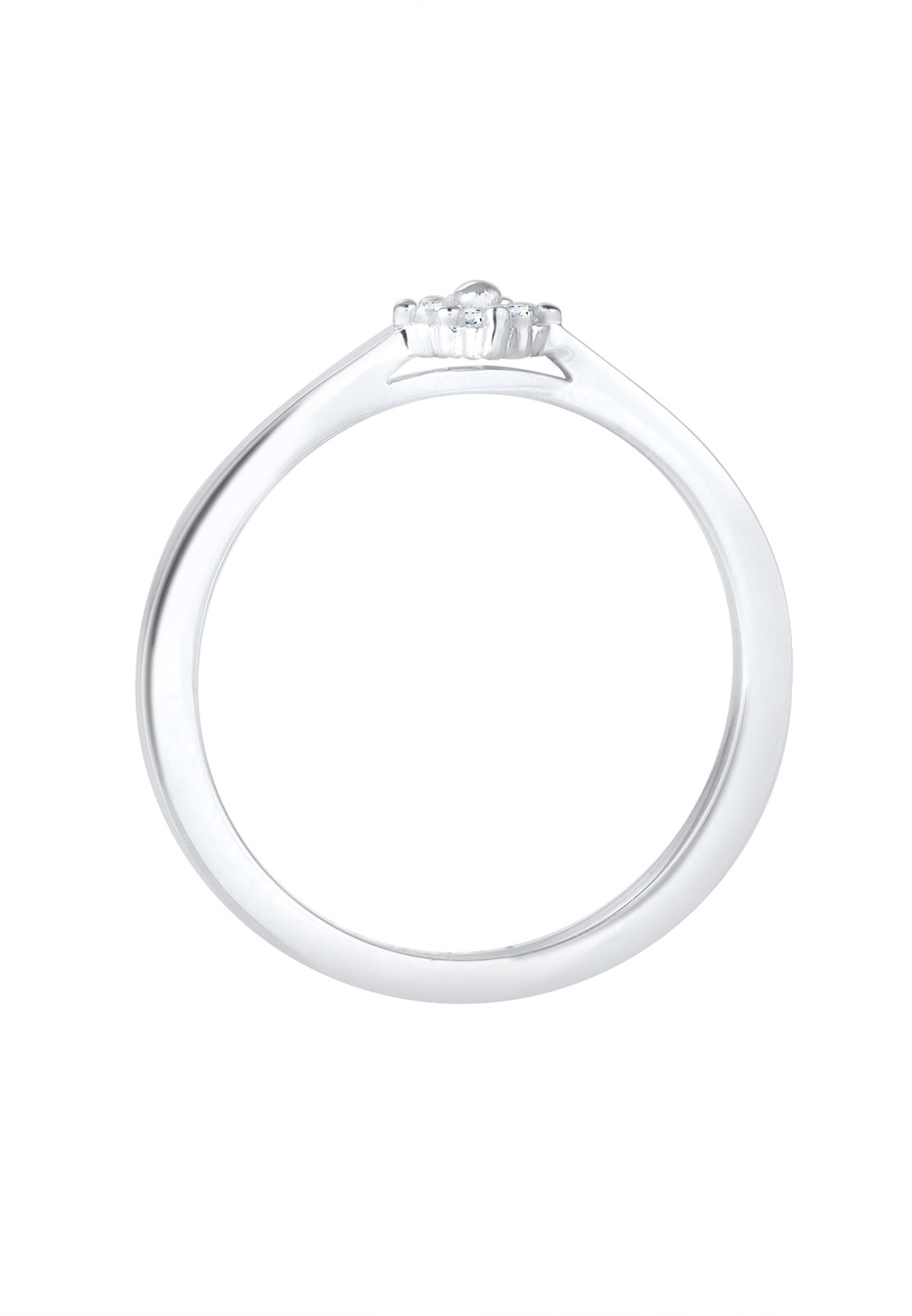 Elli DIAMONDS Klasyczny kobiecy pierścionek zaręczynowy z diamentem (0,08 ct.) w srebrze próby 925/1000, pozłacany