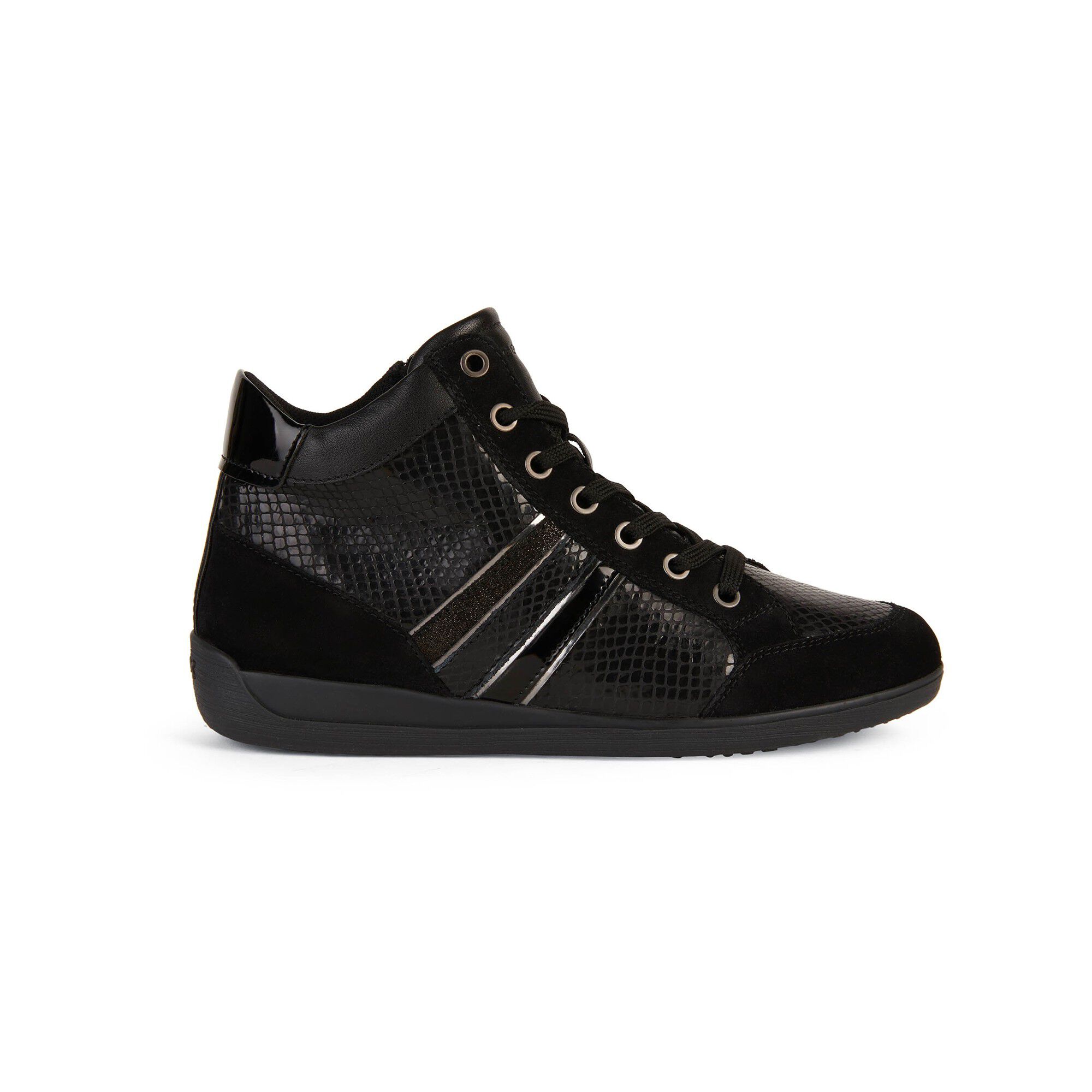Baskets montantes noir dessus cuir
