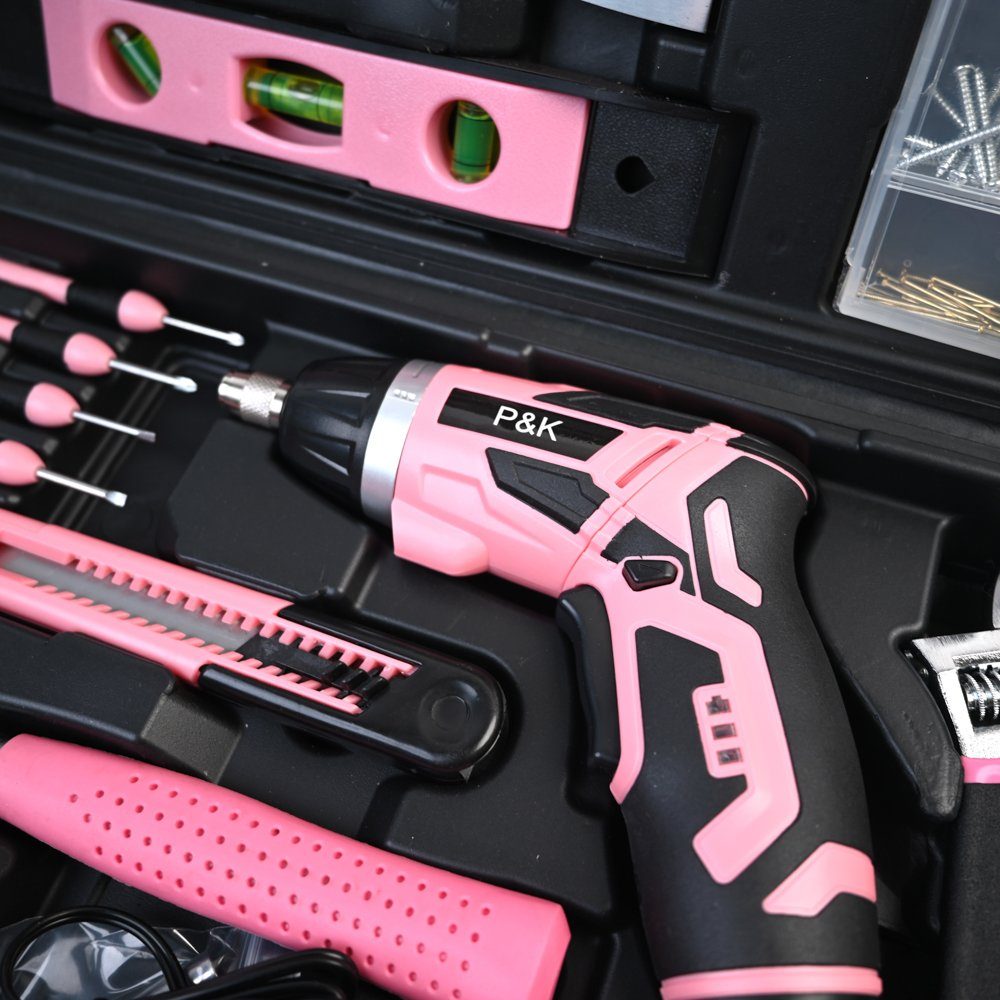 P & K Werkzeugset 135 Teiliges Werkzeugset Werkzeugkoffer in Pink Design, (135-St)