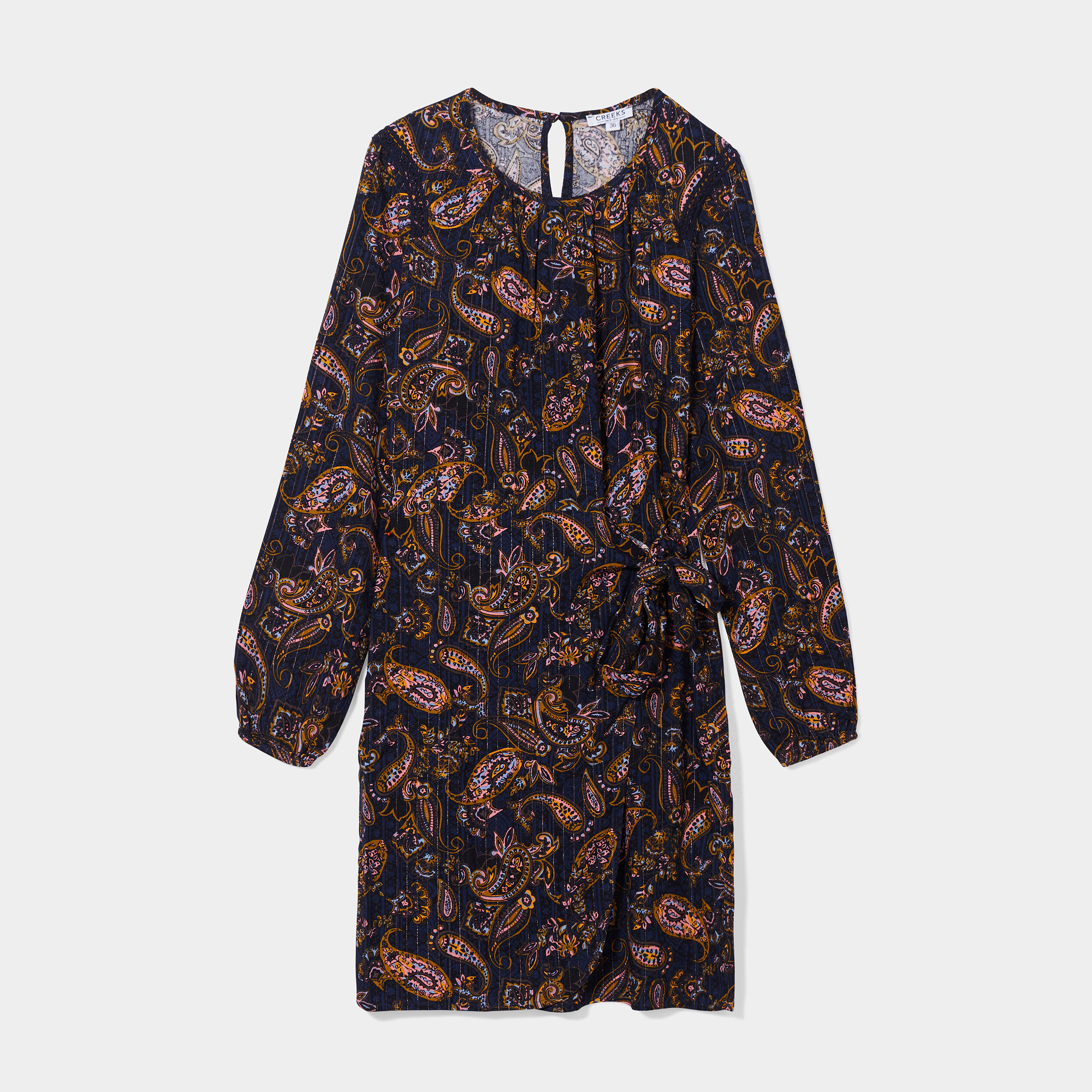 Robe droite avec noeud à la taille bleu foncé femme | La Halle